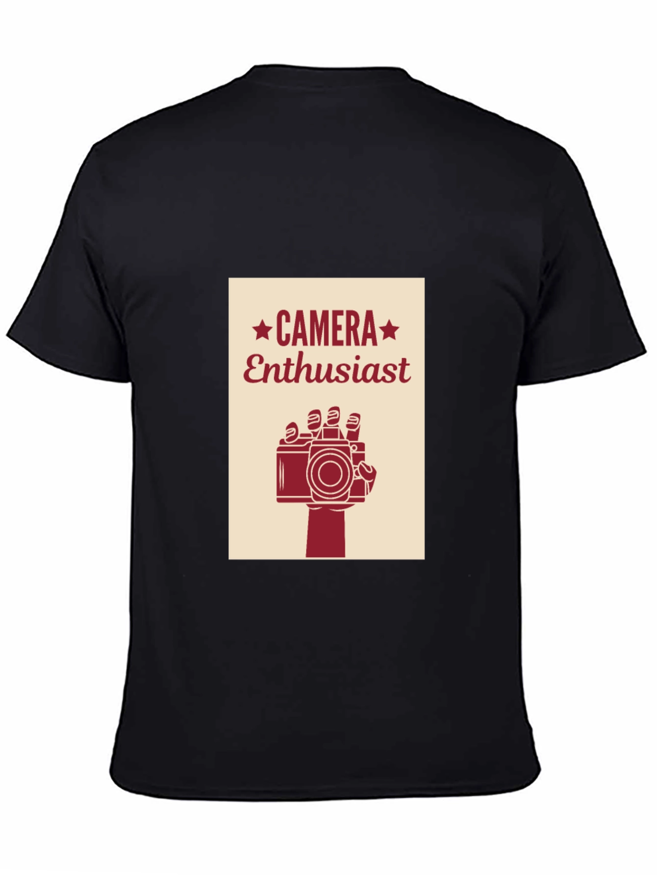 Black Camera Enthusiast Graphic Tee - Black Cotton T-Shirt view 4