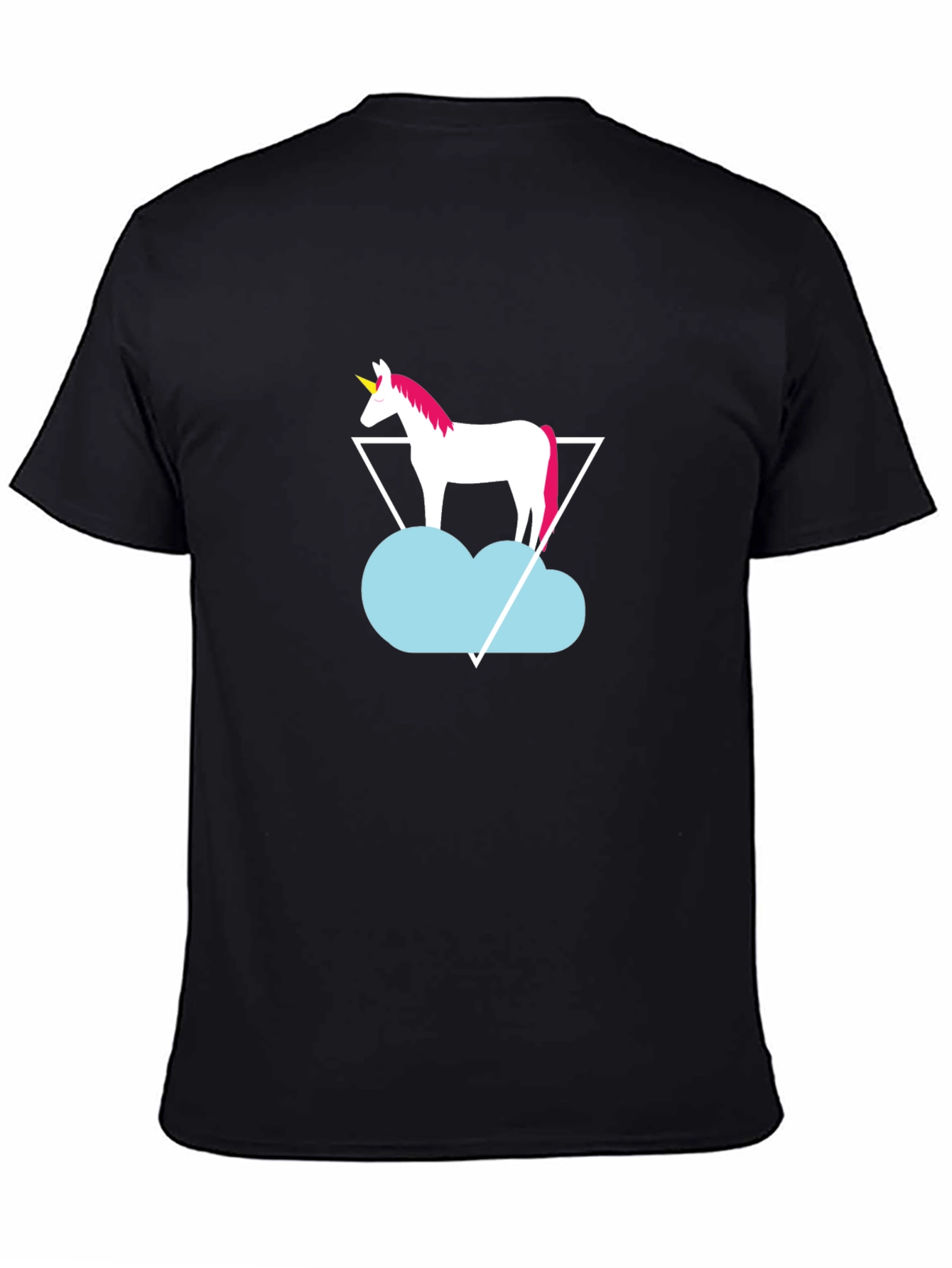 Black Unicorn Cloud Graphic Tee - Black Cotton T-Shirt view 4