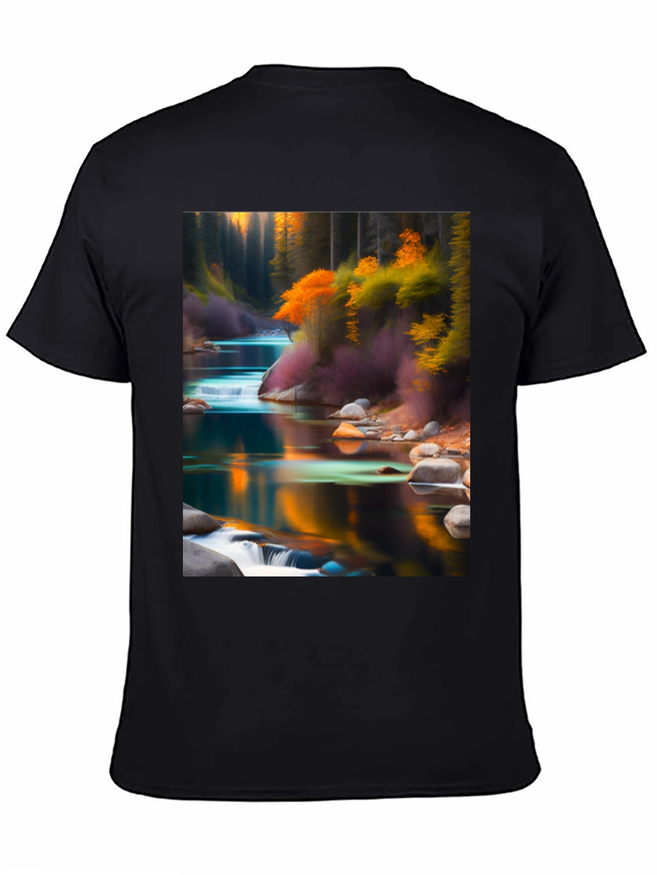 Black Nature's Reflection Black T-Shirt view 4