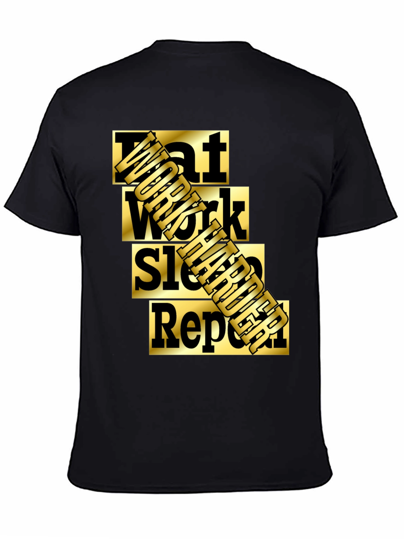 Black Eat Work Sleep Burger Repeat Graphic T-Shirt view 4