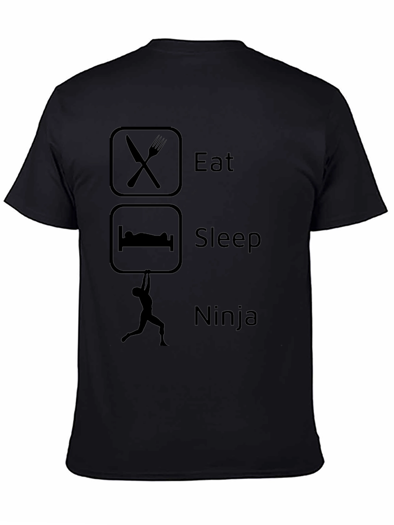 Black Eat Sleep Ninja T-Shirt - Black Graphic Tee view 4