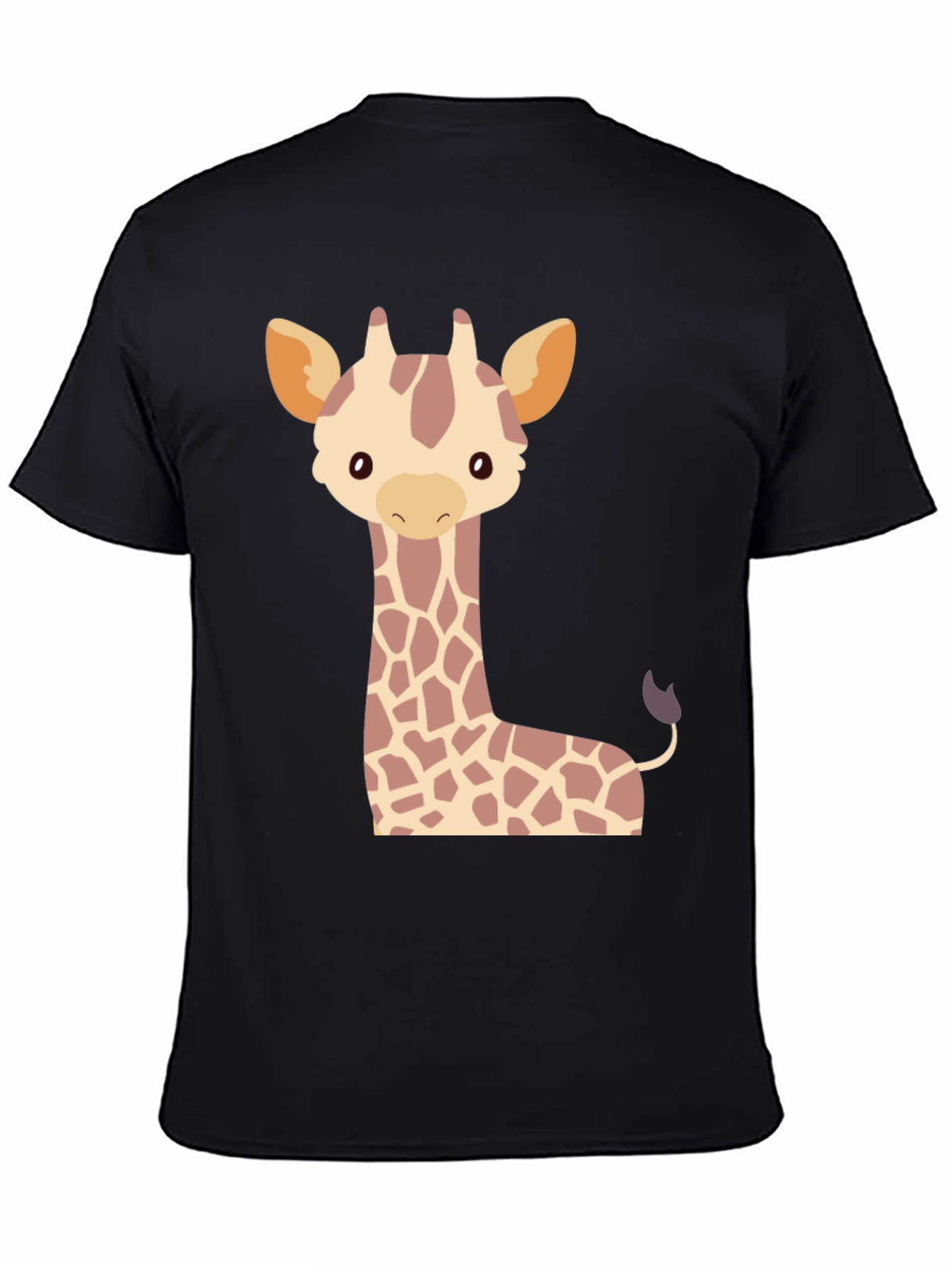 Black Cute Giraffe Graphic Tee - Black Cotton T-Shirt view 4
