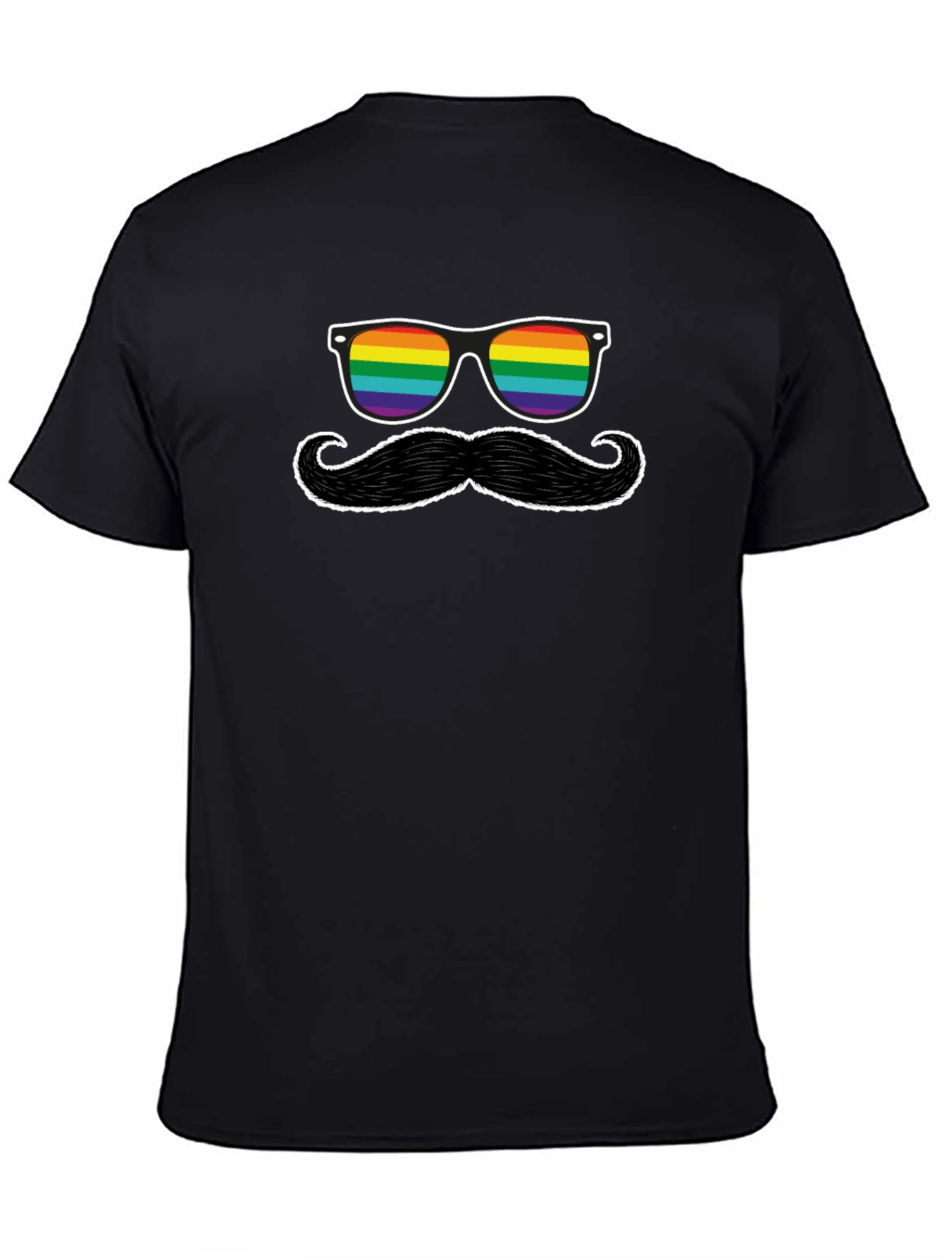 Black Rainbow Sunglasses and Mustache Graphic Tee view 4