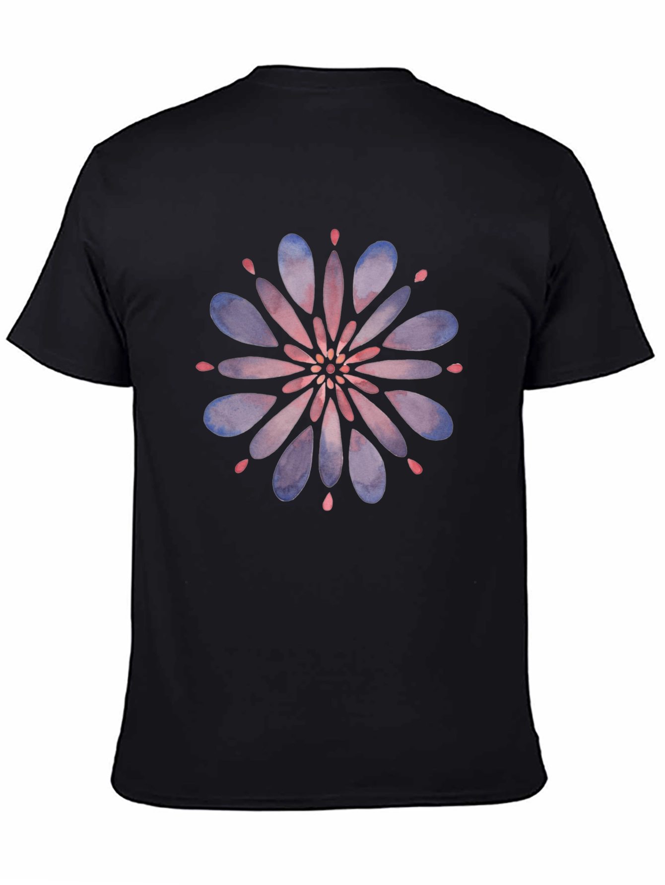 Black Floral Mandala Graphic Tee - Black Cotton T-Shirt view 4