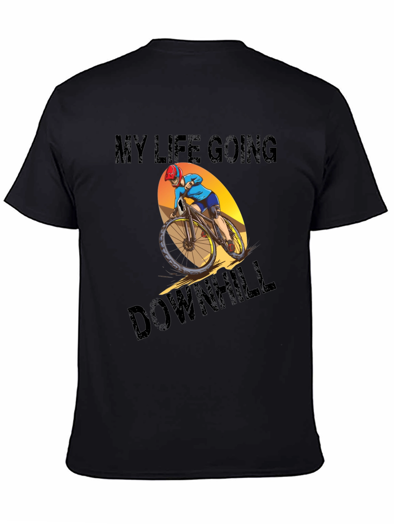 Black My Life Going Downhill T-Shirt: Mountain Bike Graphic Tee view 4