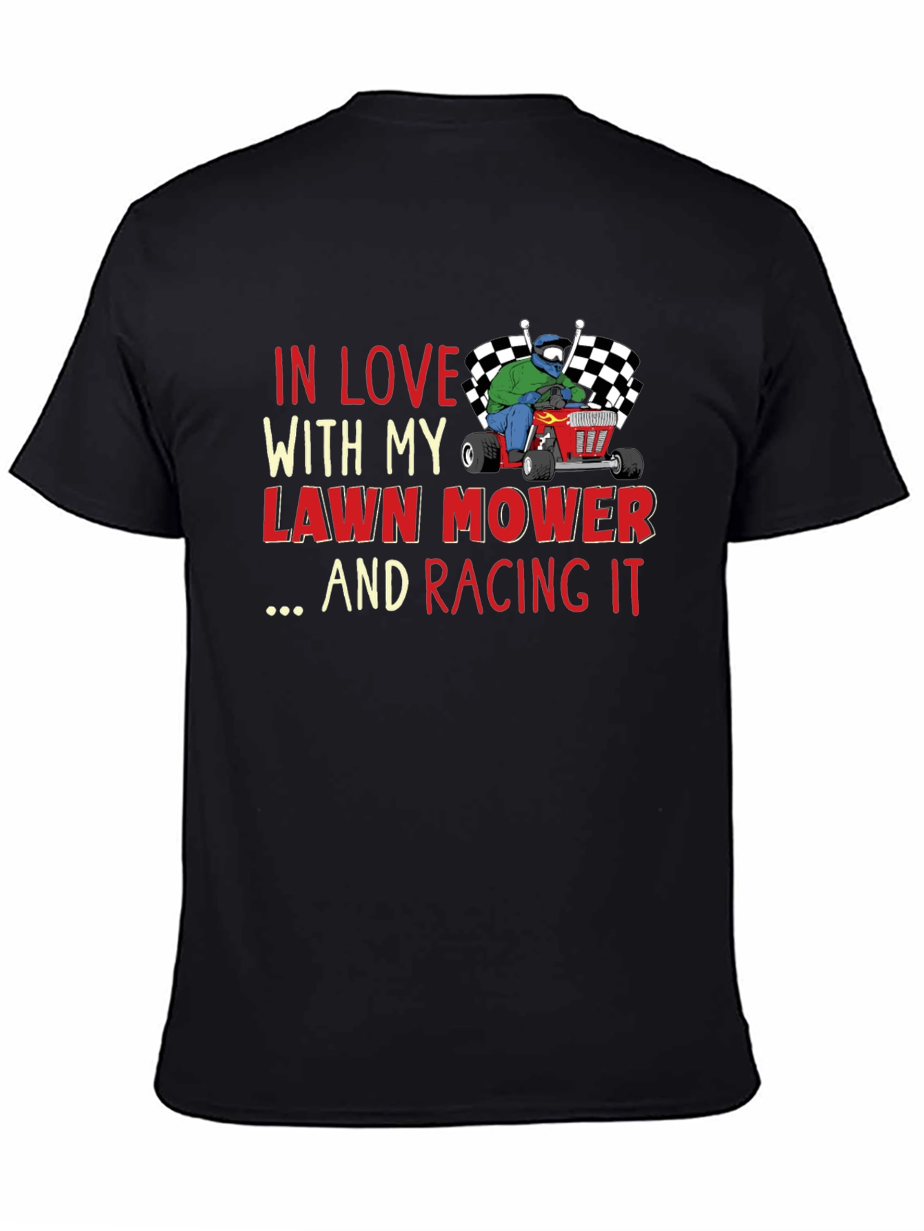 Black Lawn Mower Racing T-Shirt view 4