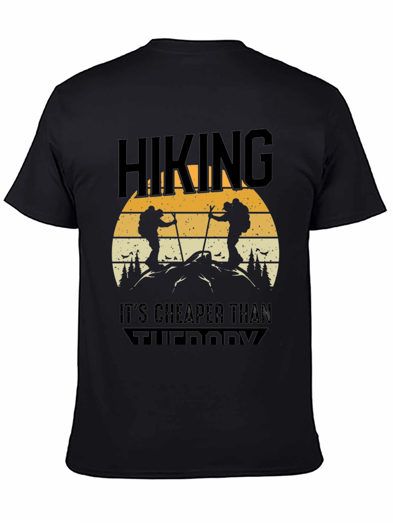 Black Hiking Is Cheaper Than Therapy Tee view 4