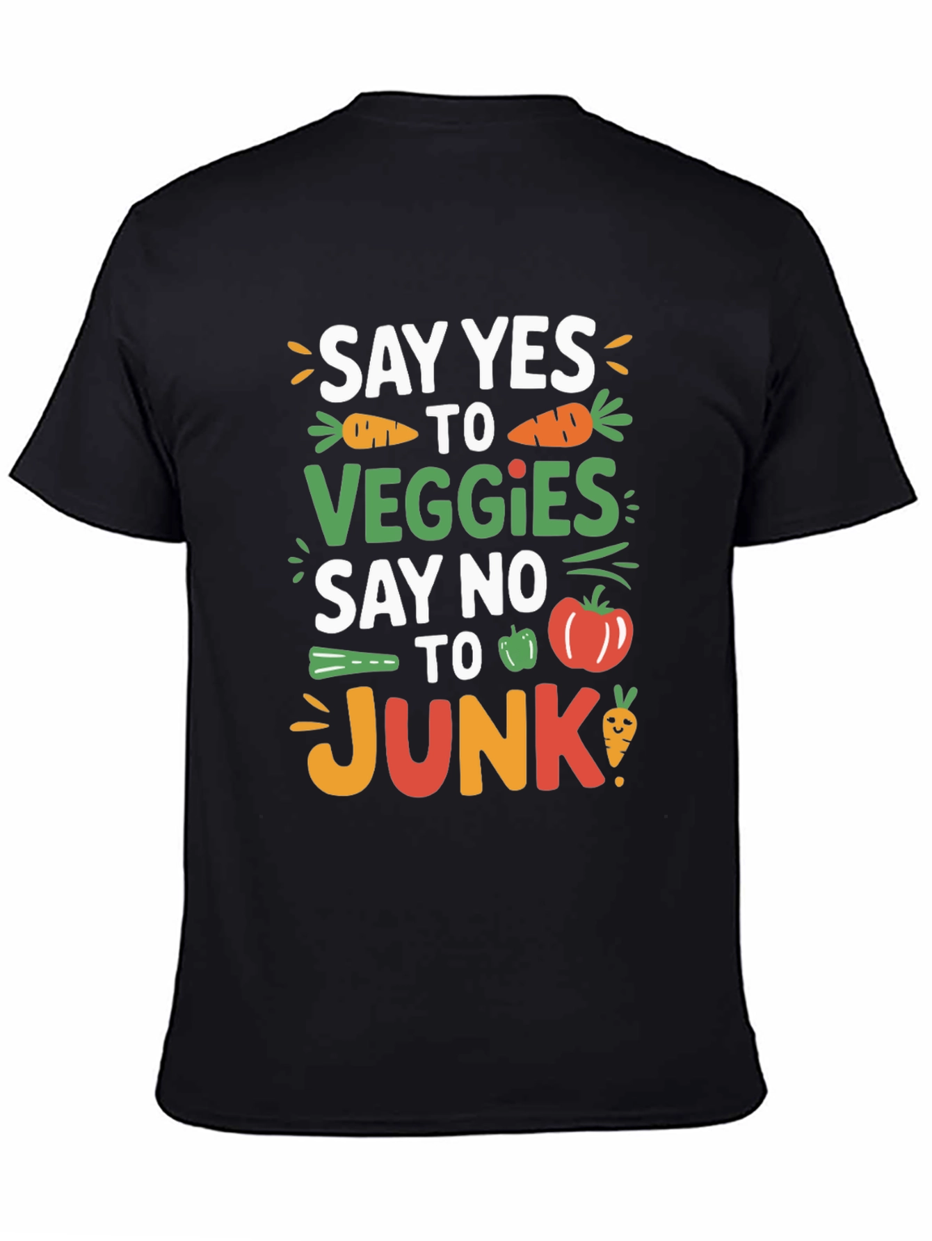 Black Say Yes to Veggies T-Shirt - Eat Healthy! view 4