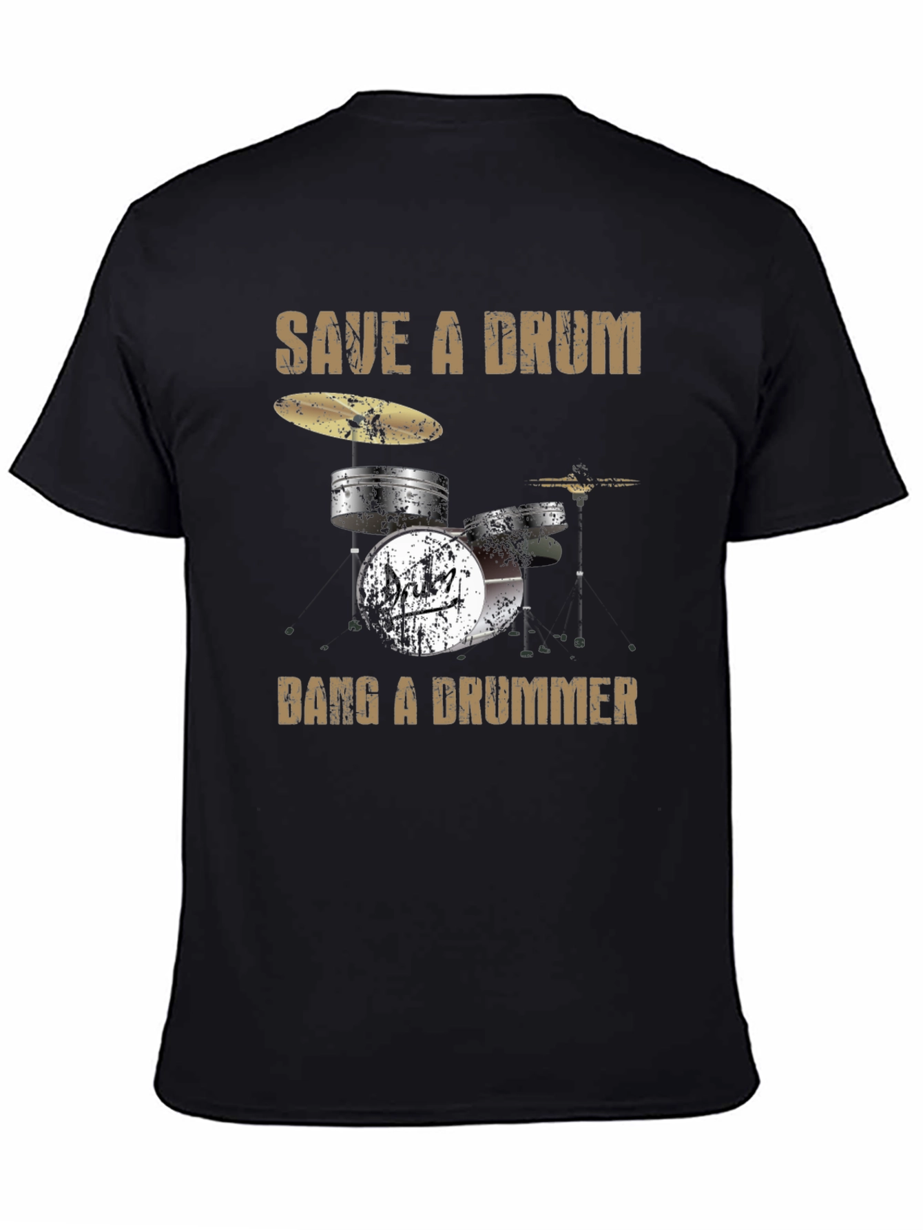 Black Save a Drum Bang a Drummer Black Graphic Tee view 4