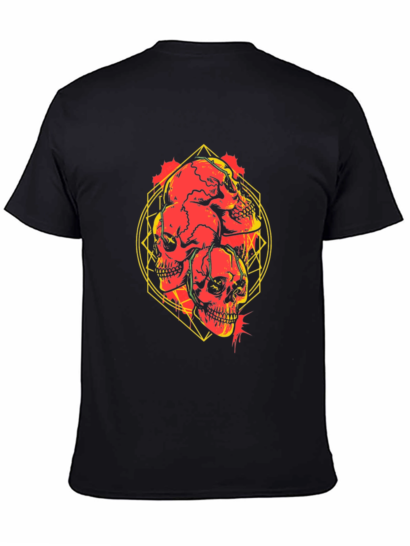 Black Skull Graphic Print Black T-Shirt view 4