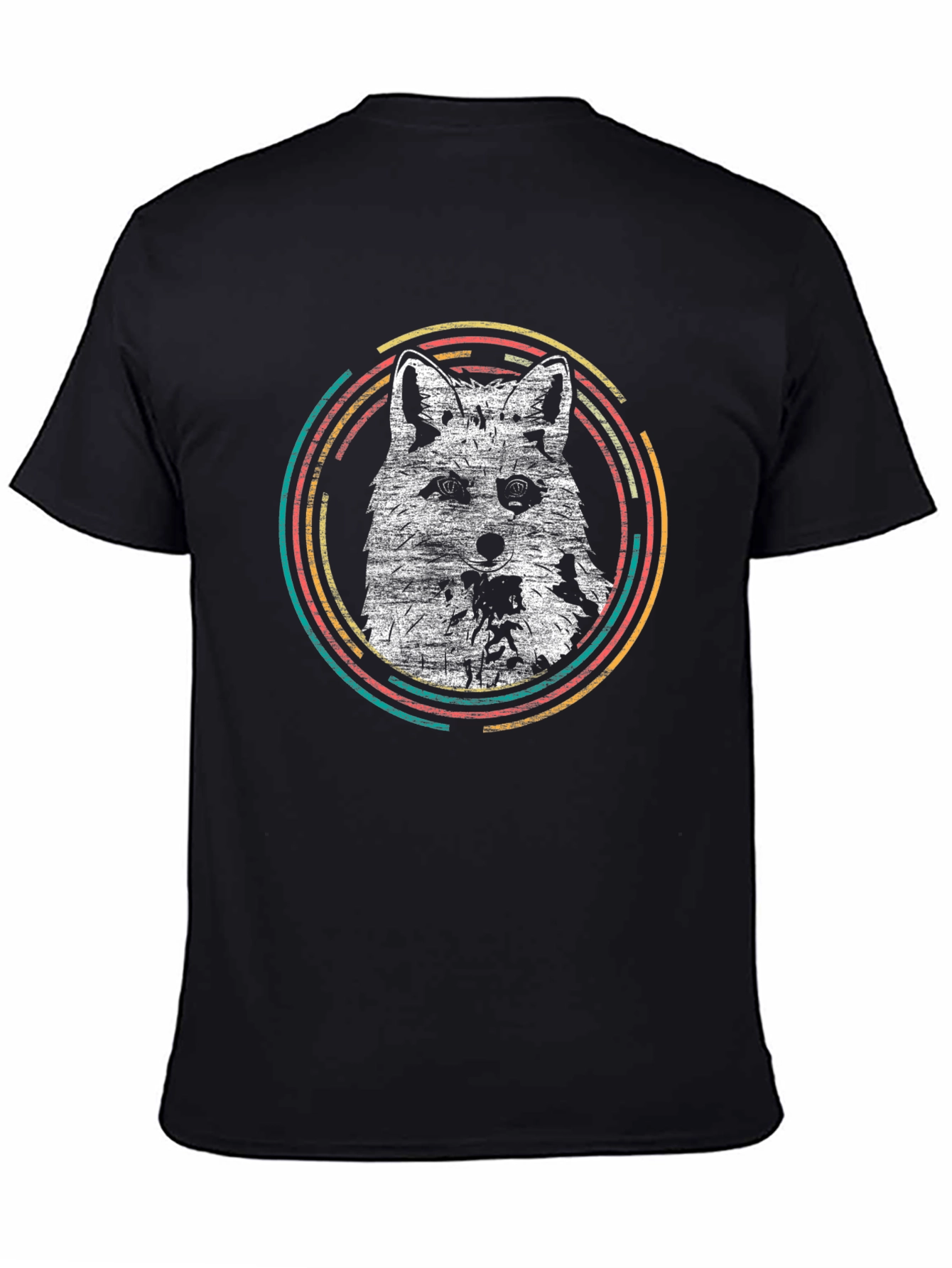 Black Retro Fox Graphic Tee - Men's Black T-Shirt view 4