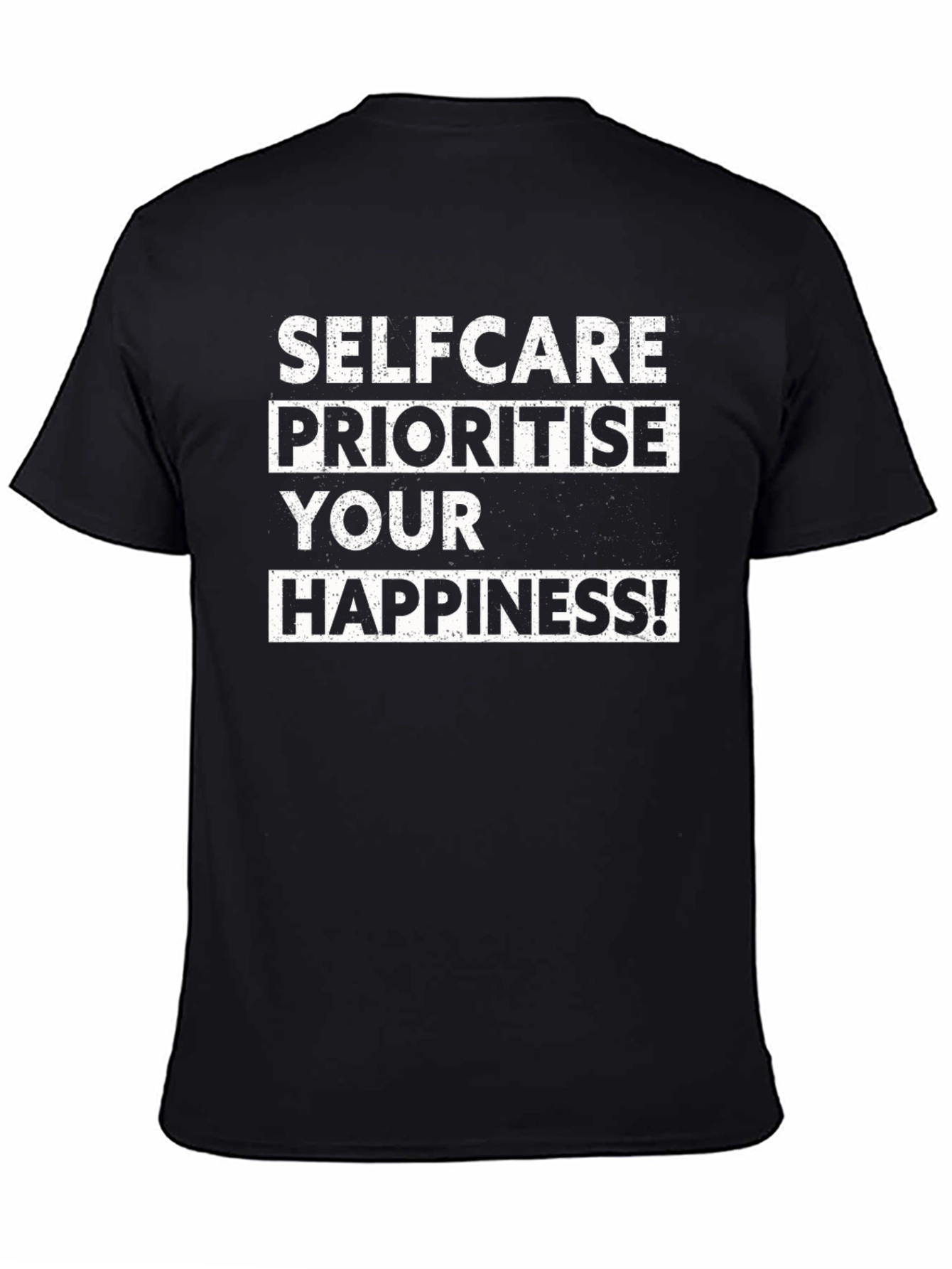 Black Selfcare Prioritise Your Happiness Black T-Shirt view 4