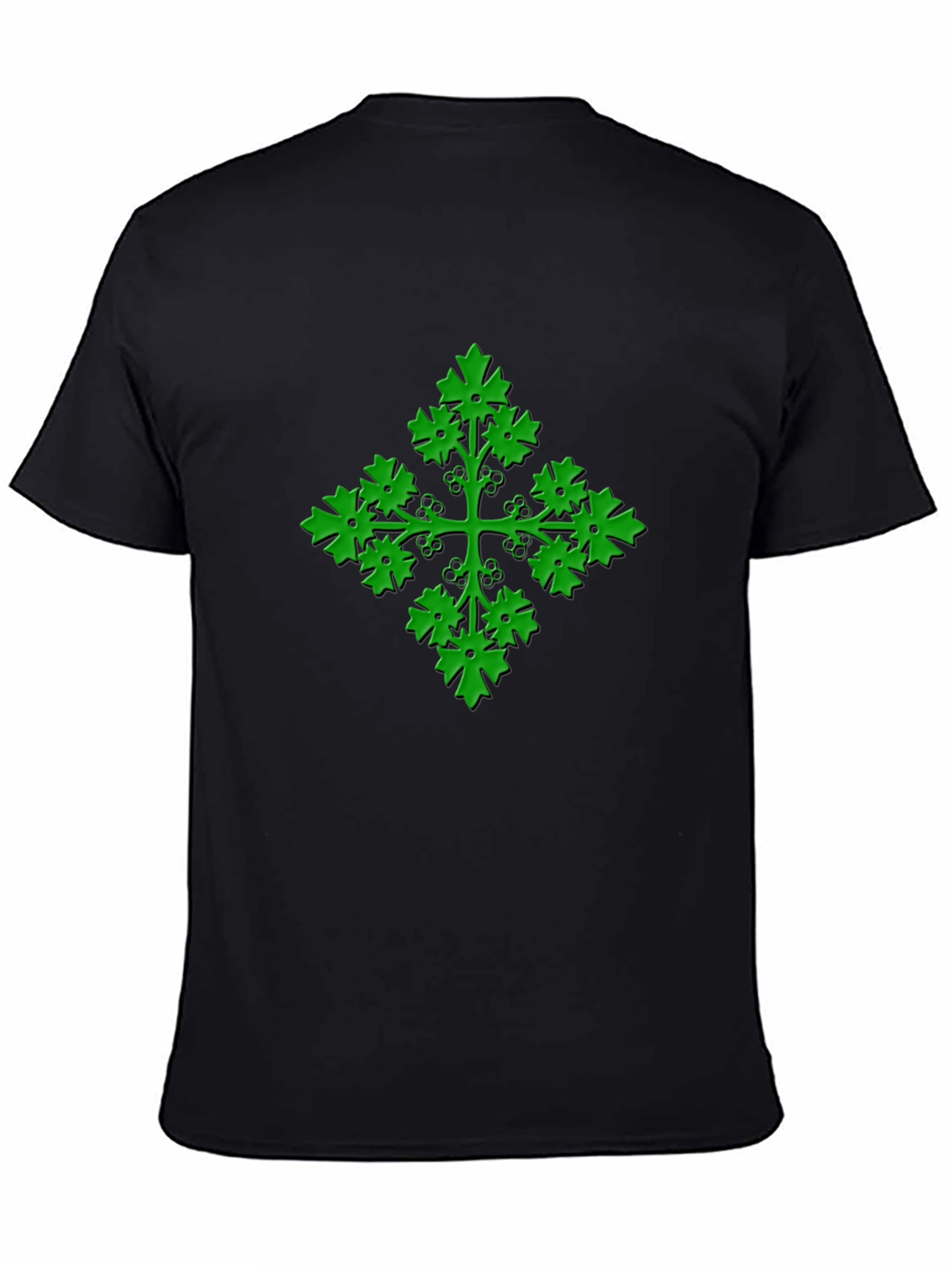 Black Green Leaf Cross Black T-Shirt view 4