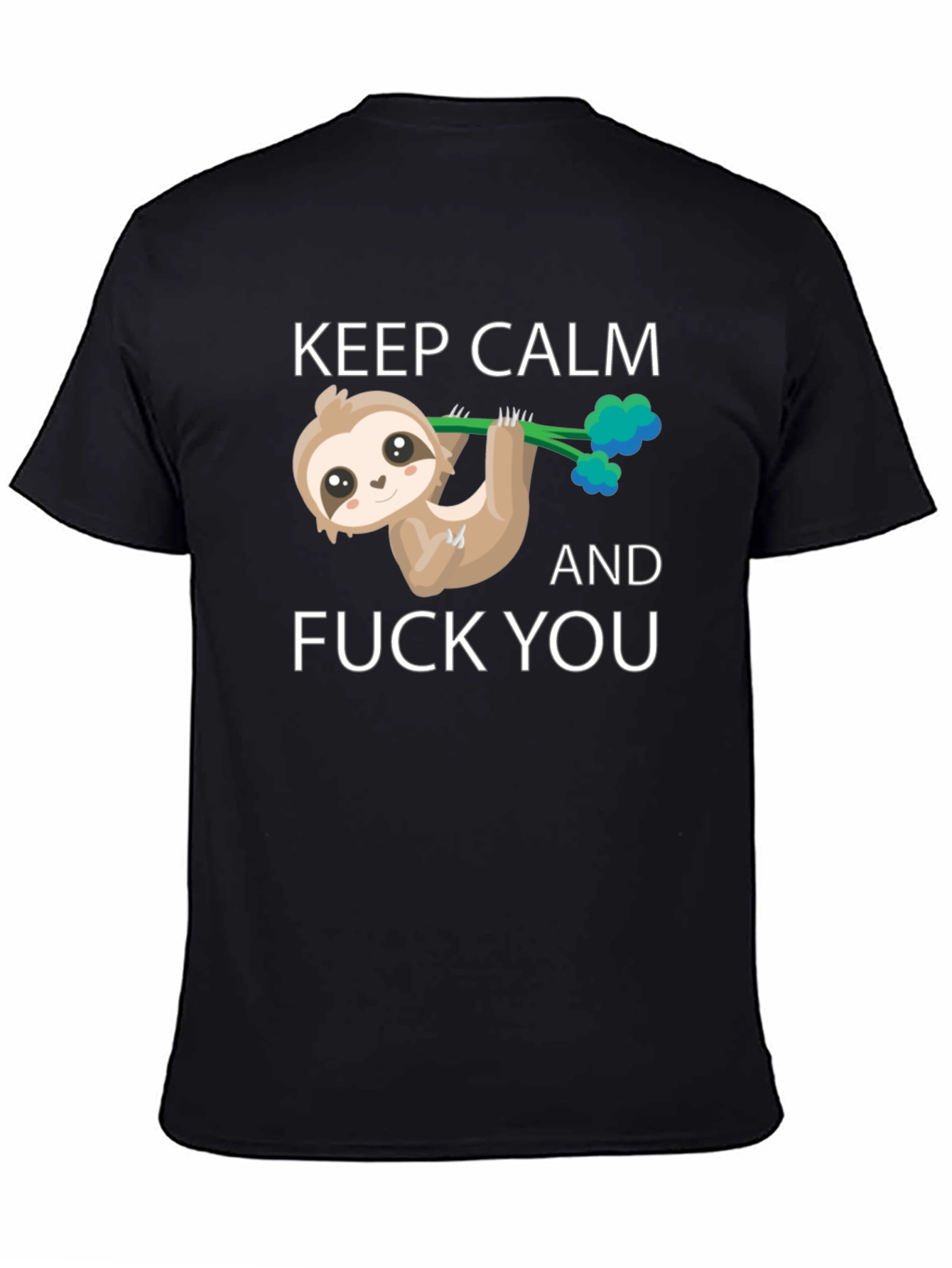Black Keep Calm Sloth T-Shirt view 4