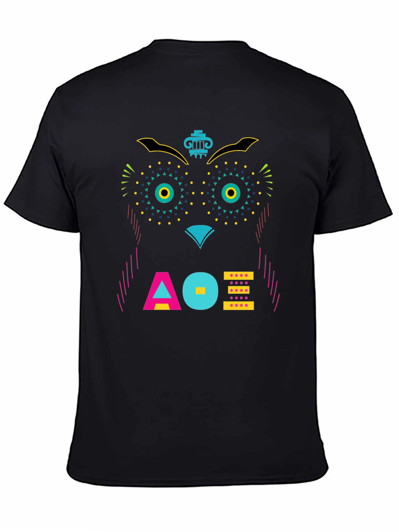 Black Geometric Owl Graphic Tee - Unique Modern Design view 4