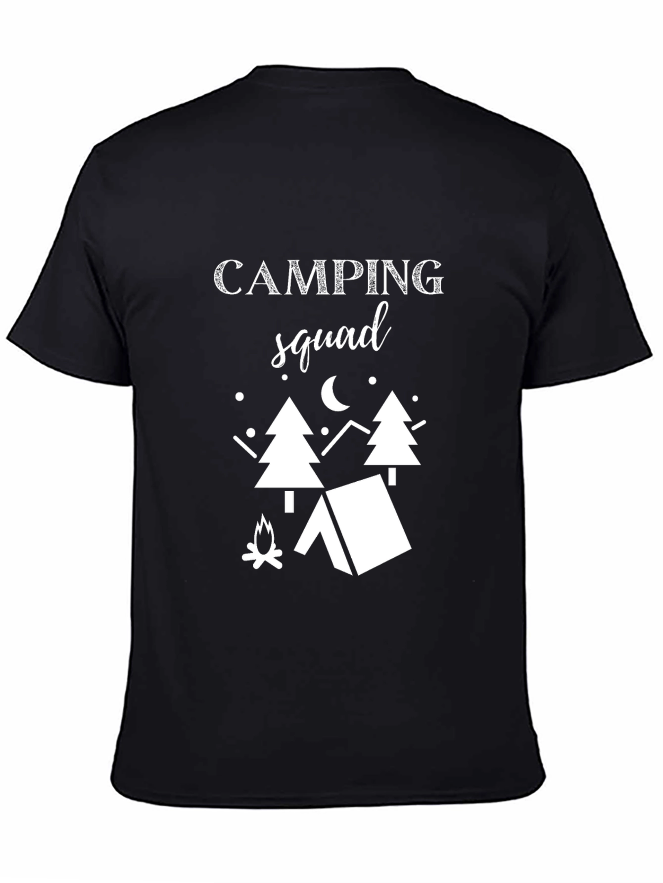 Black Camping Squad Graphic Tee - Black Unisex T-Shirt view 4