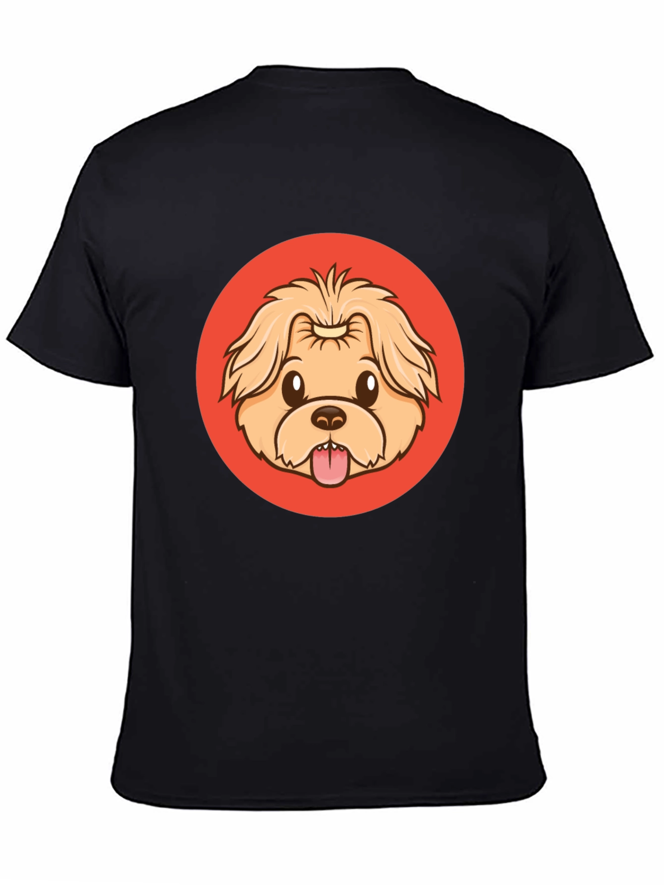 Black Cute Dog Cartoon Graphic Black T-Shirt view 4