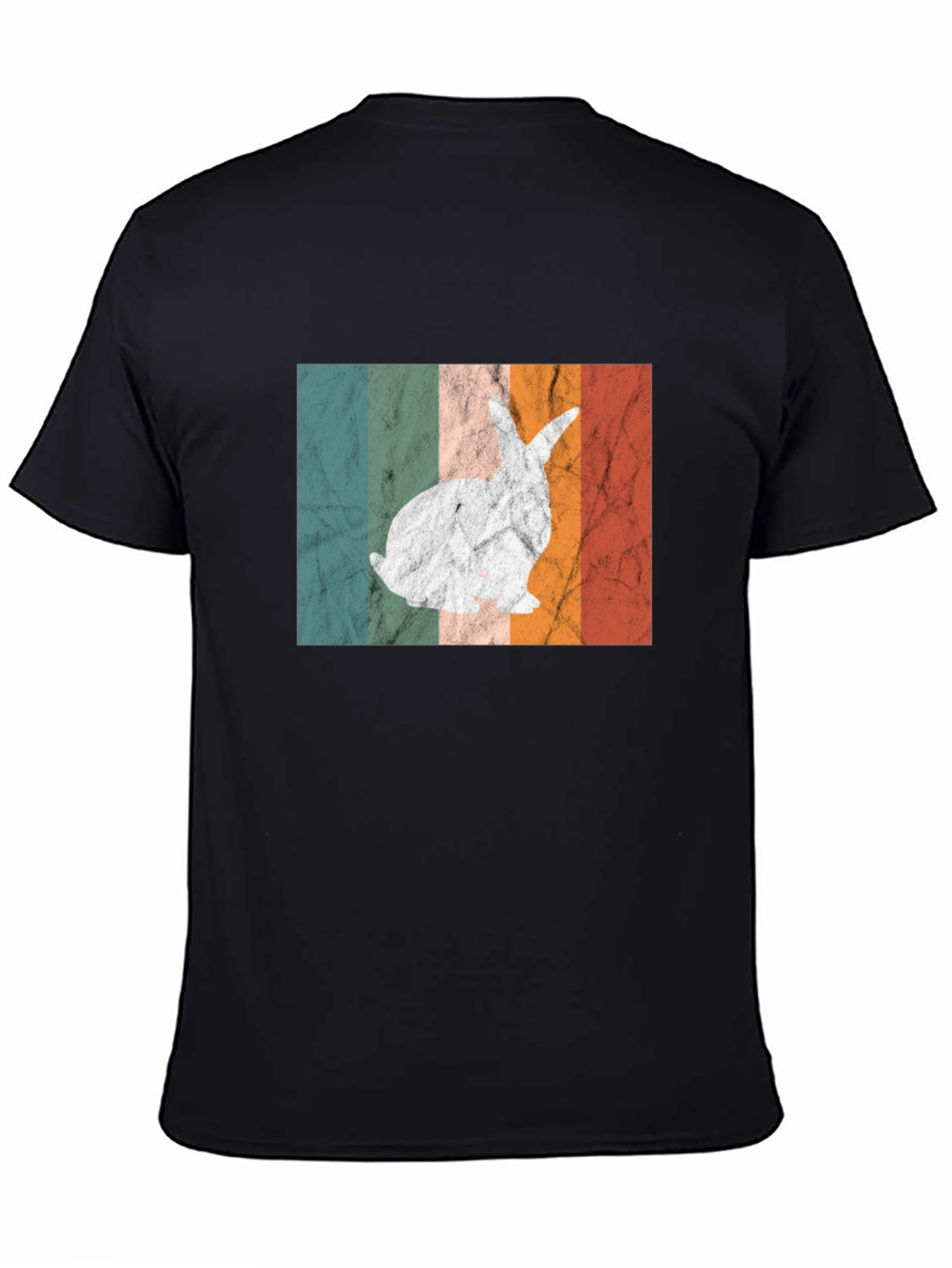 Black Retro Rabbit Graphic Tee - Vintage Style Easter Shirt view 4