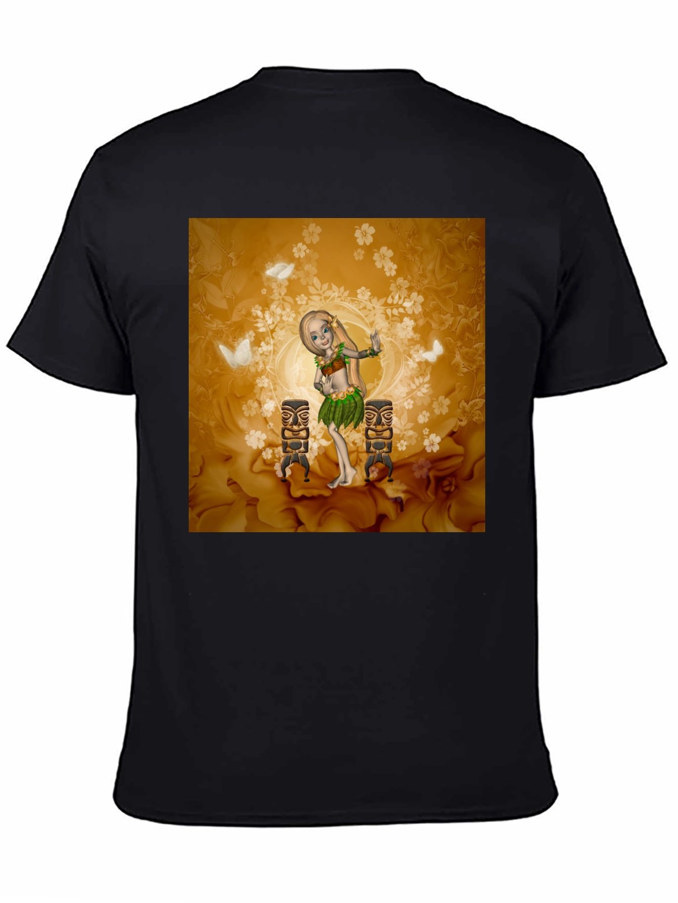 Black Tropical Hula Dancer Graphic Tee view 4