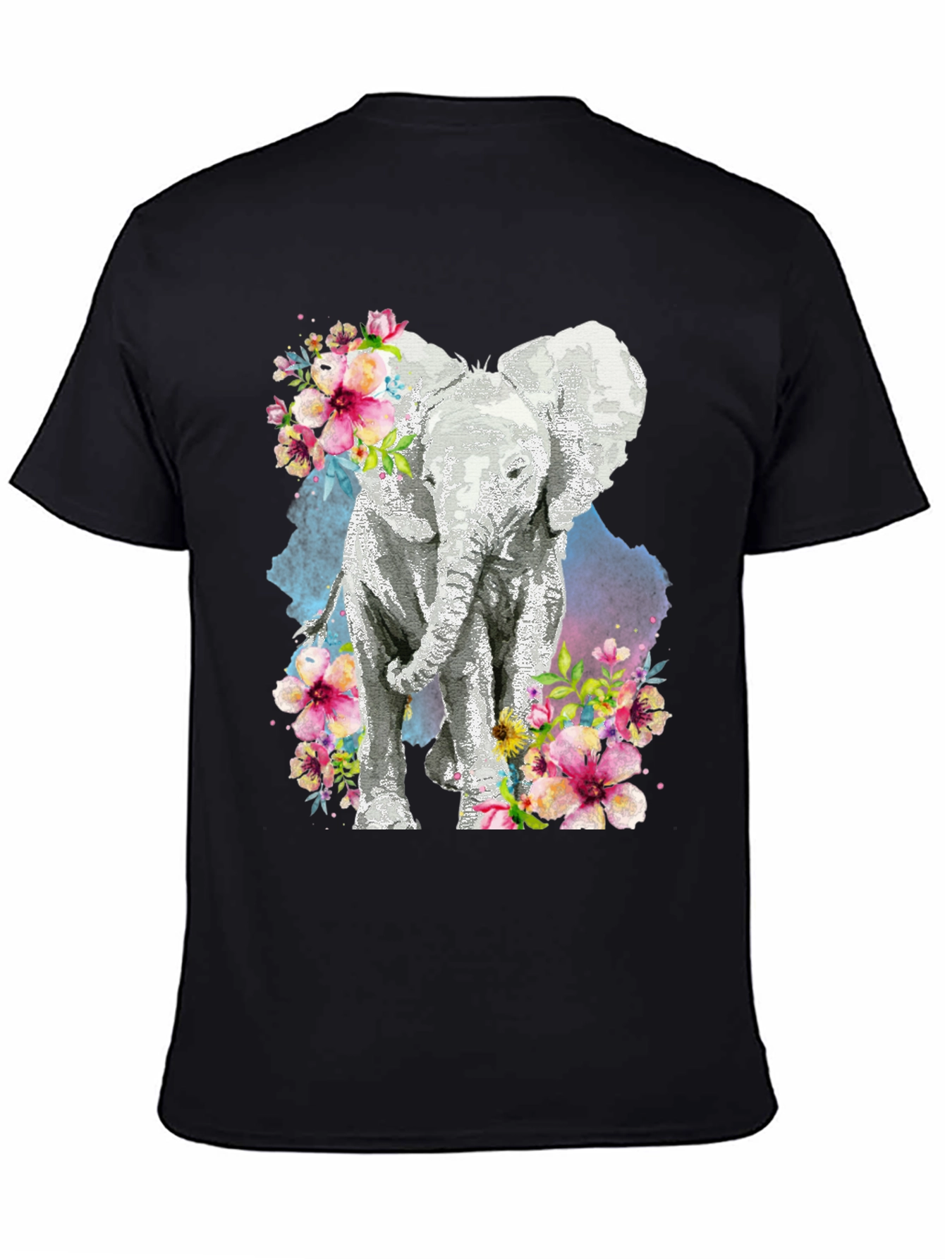 Black Elephant Floral Graphic Tee - Black view 4