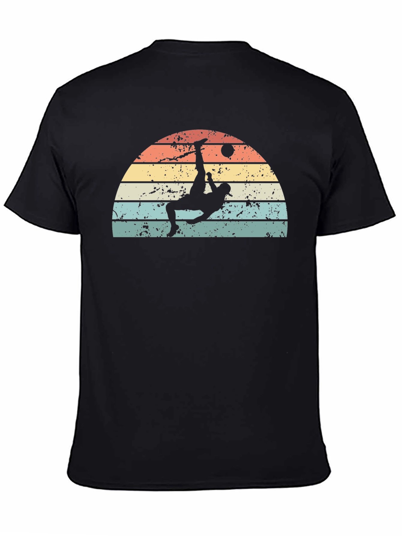 Black Retro Soccer Bicycle Kick Black T-Shirt view 4