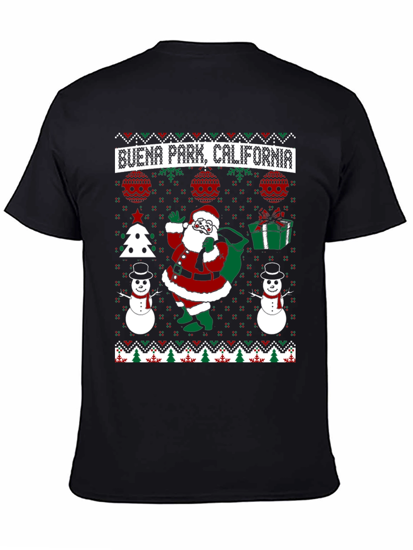 Buena Park, California Santa Ugly Christmas T-Shirt - 4