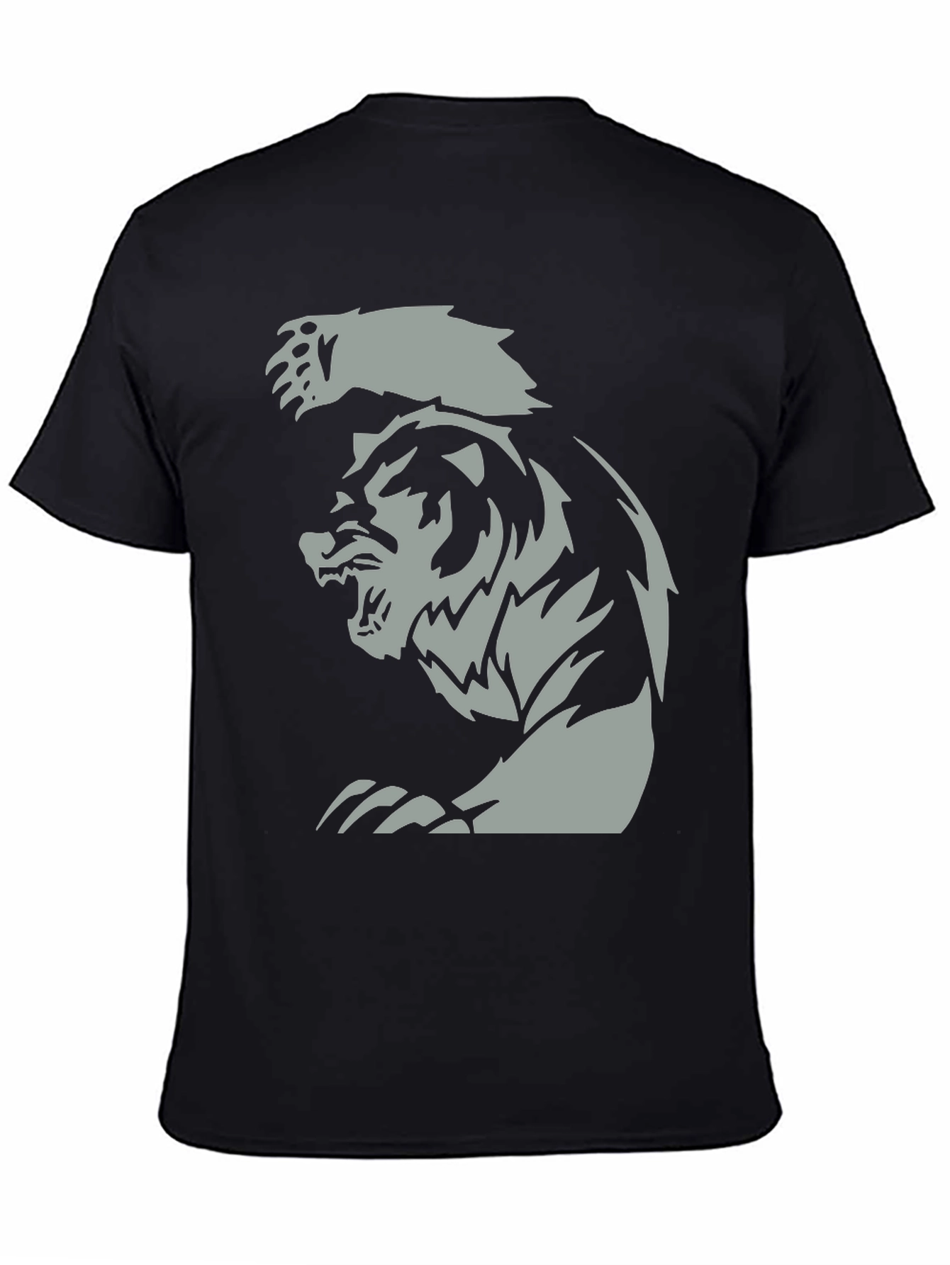 Black Men's Black T-Shirt with Fierce Bear Graphic view 4