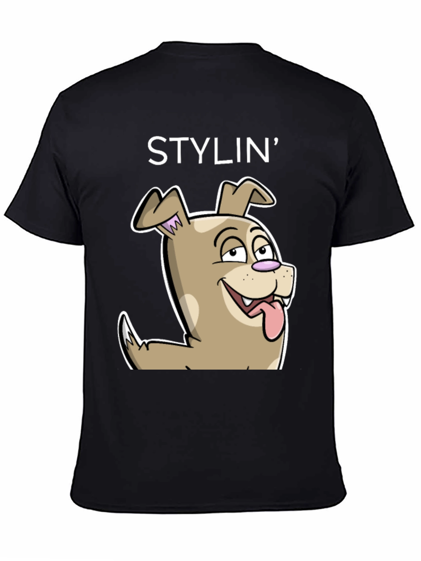 Black Stylin' Dog Cartoon Graphic Tee - Unisex view 4