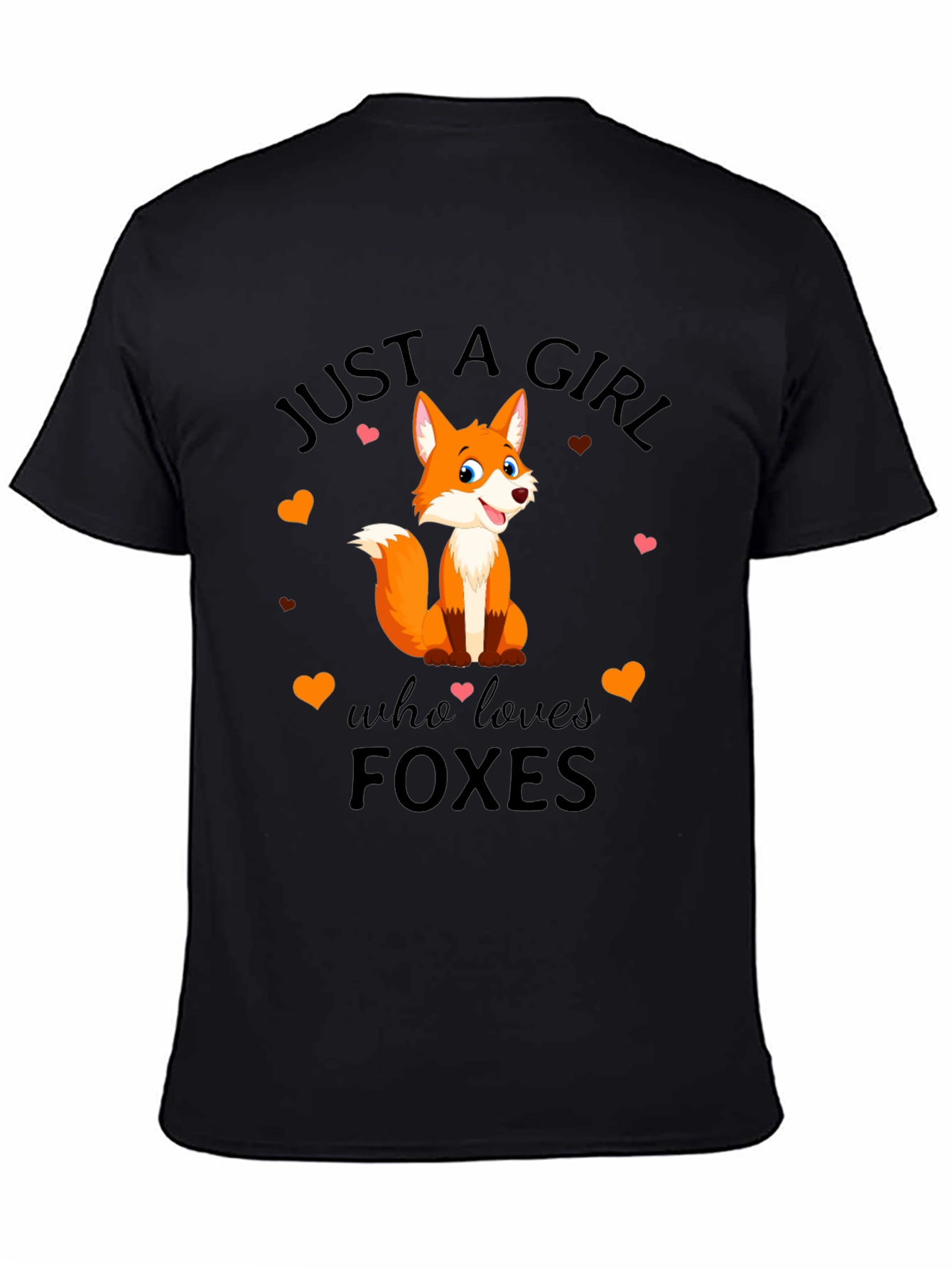 Black Just A Girl Who Loves Foxes T-Shirt view 4