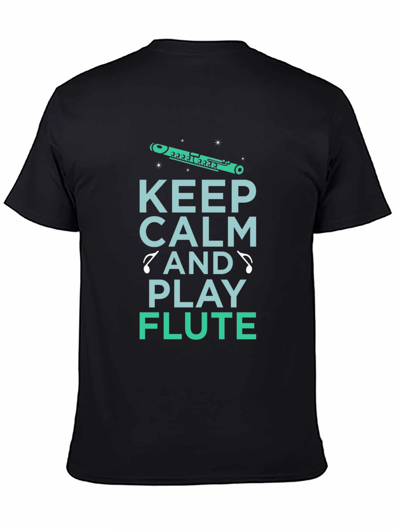 Black Keep Calm Play Flute T-Shirt Musician Tee view 4