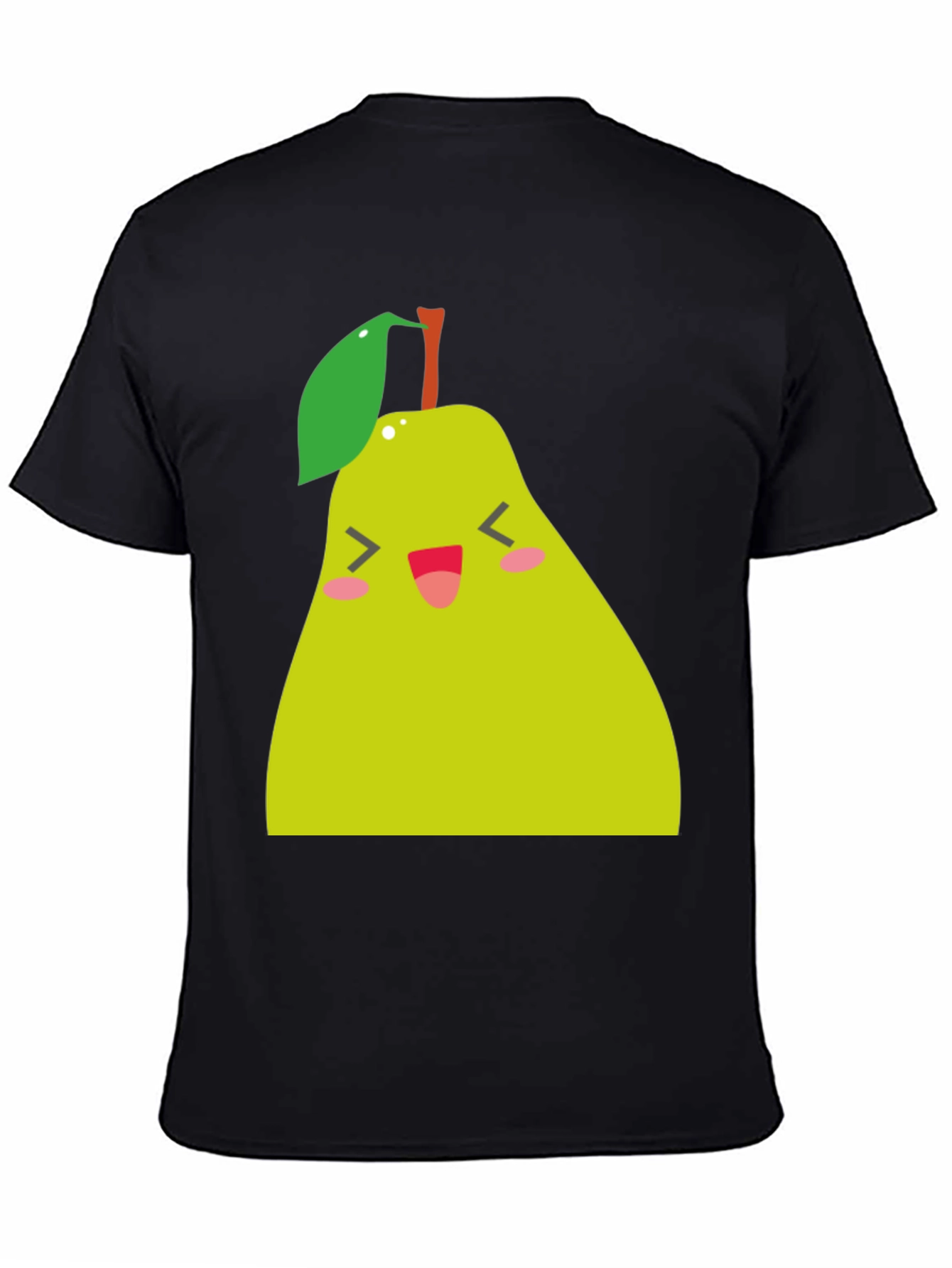 Black Cute Pear Graphic Tee - Black Cotton Blend view 4