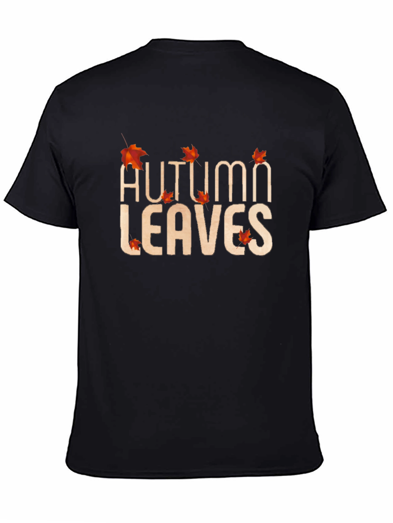 Black Autumn Leaves Graphic Tee - Black Cotton Casual Shirt view 4