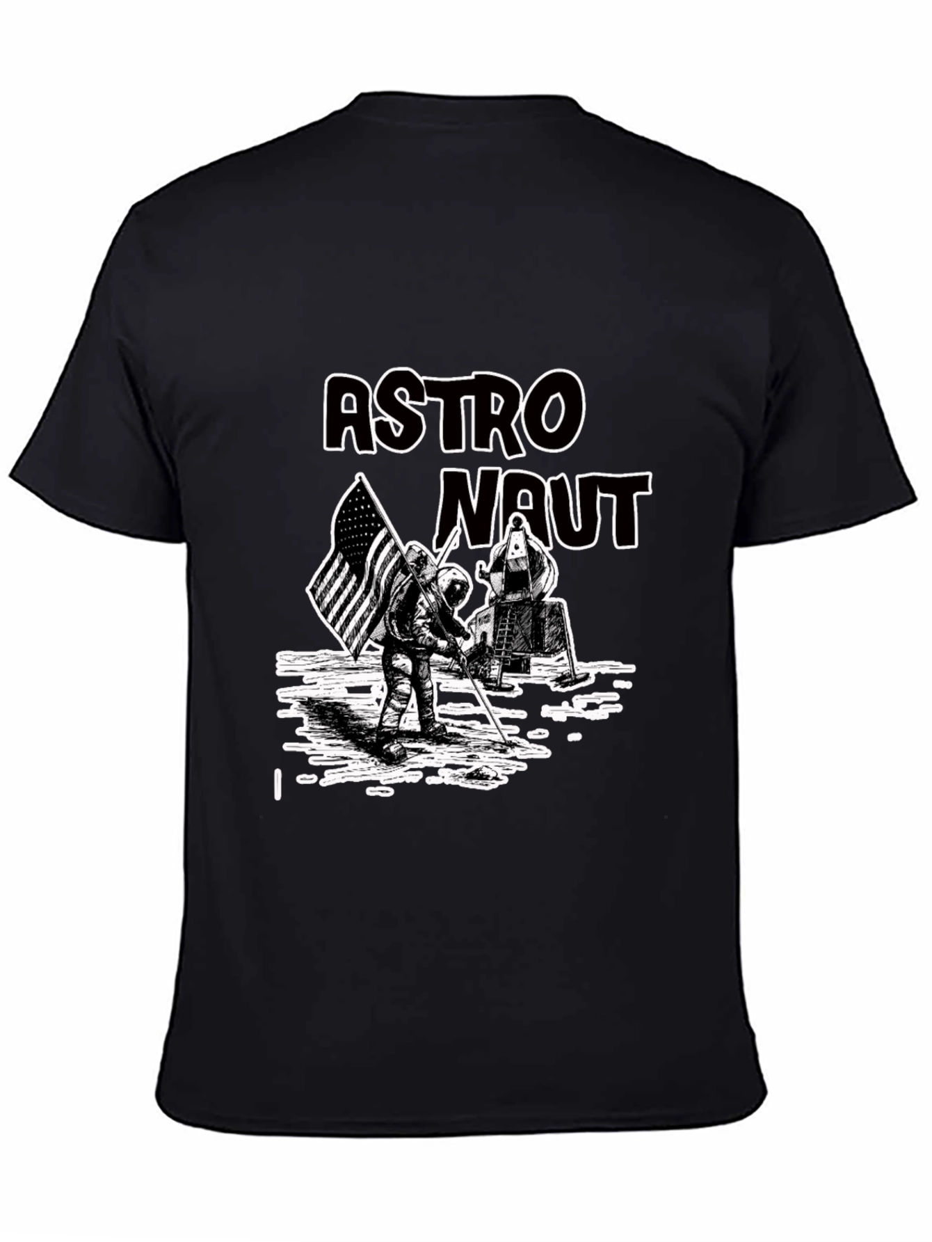Black Astronaut Graphic Print Tee - Lunar Landing view 4