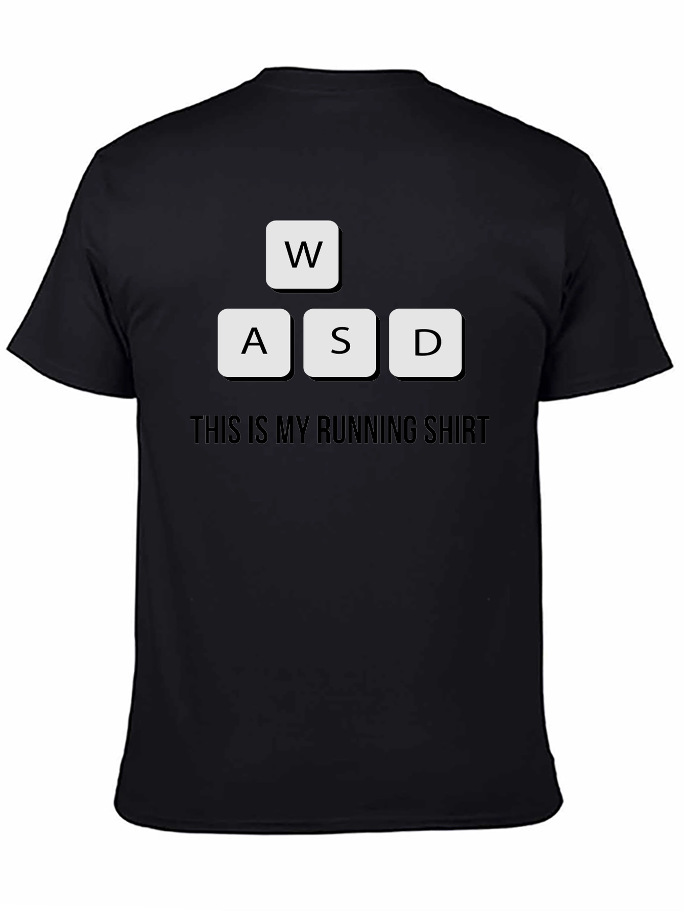 Black Gamer Running Shirt - WASD Keyboard Design view 4
