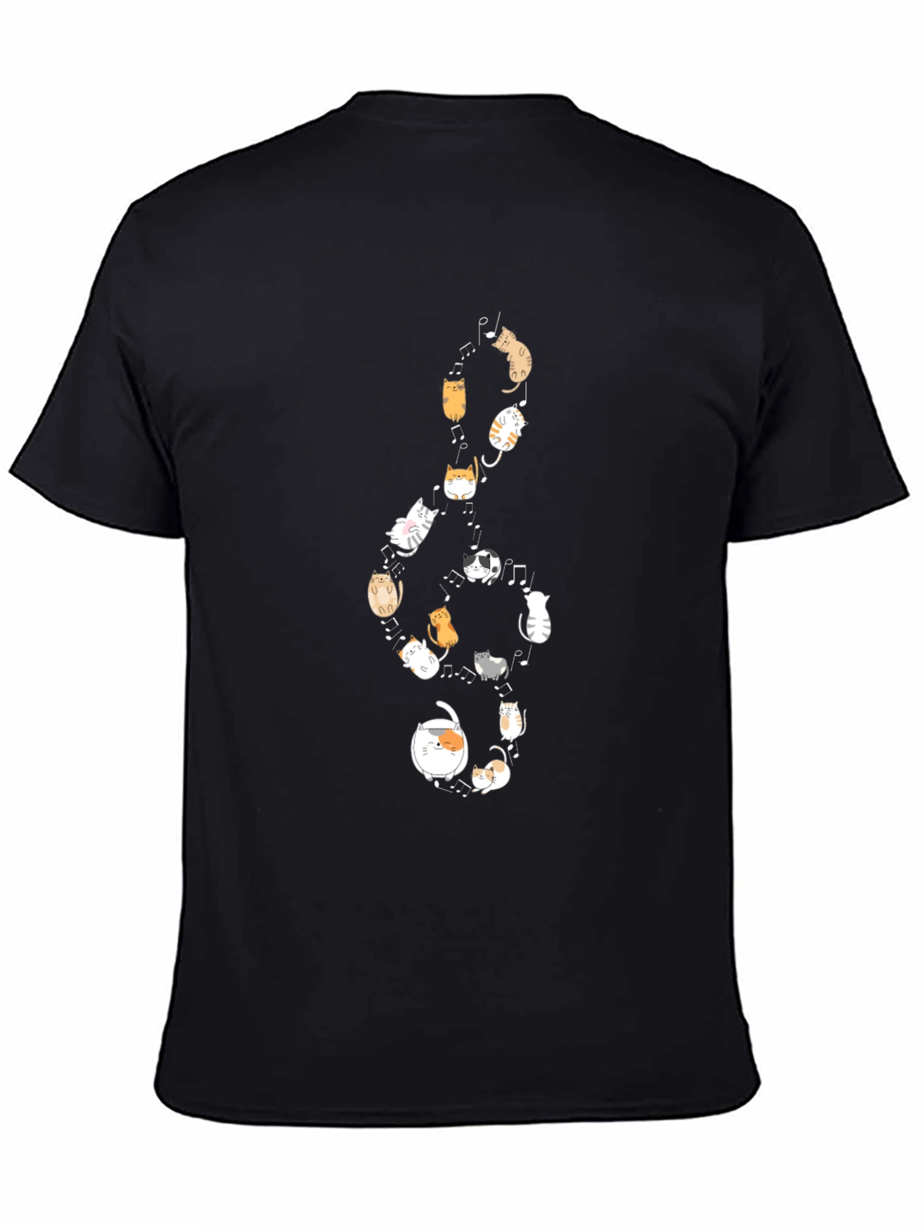 Black Cats Music Note Black T-Shirt view 4