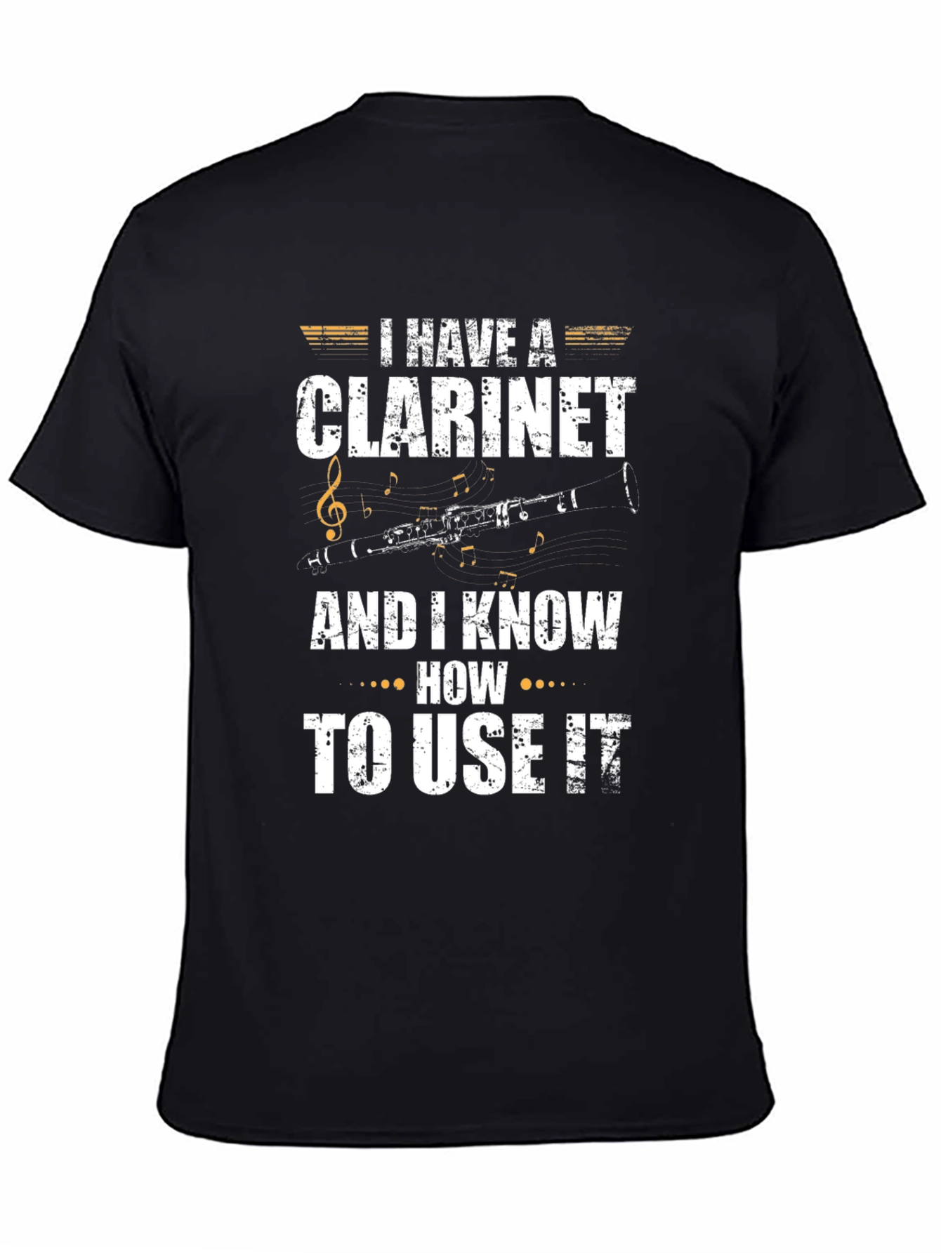 Black I Have A Clarinet T-Shirt - Musician Apparel view 4