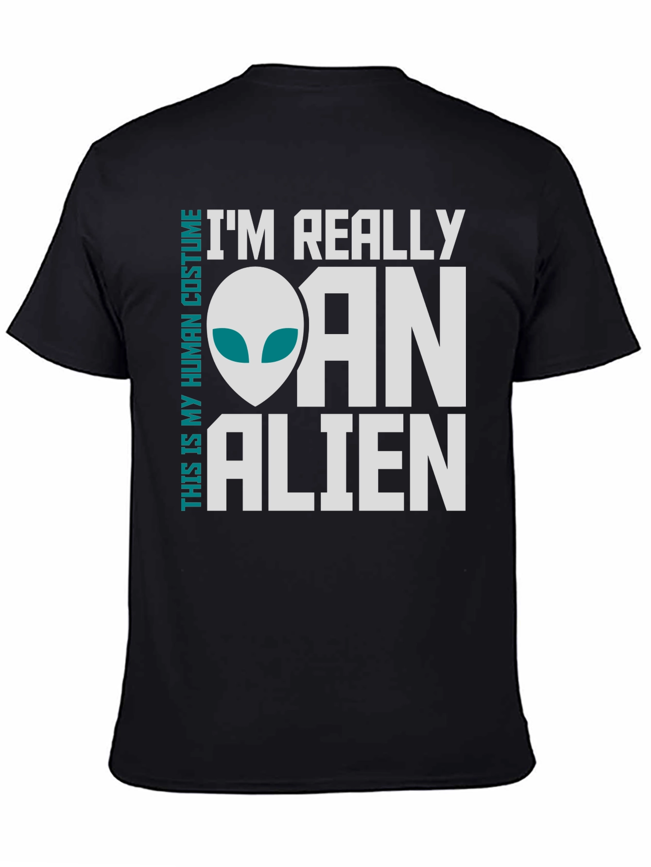 Black I'm Really an Alien Costume T-Shirt - Funny Novelty Tee view 4