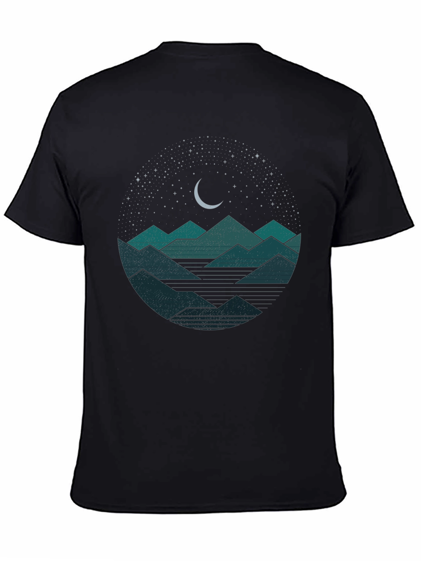 Black Mountain Moon Graphic Tee - Nature Lover's Black T-Shirt view 4