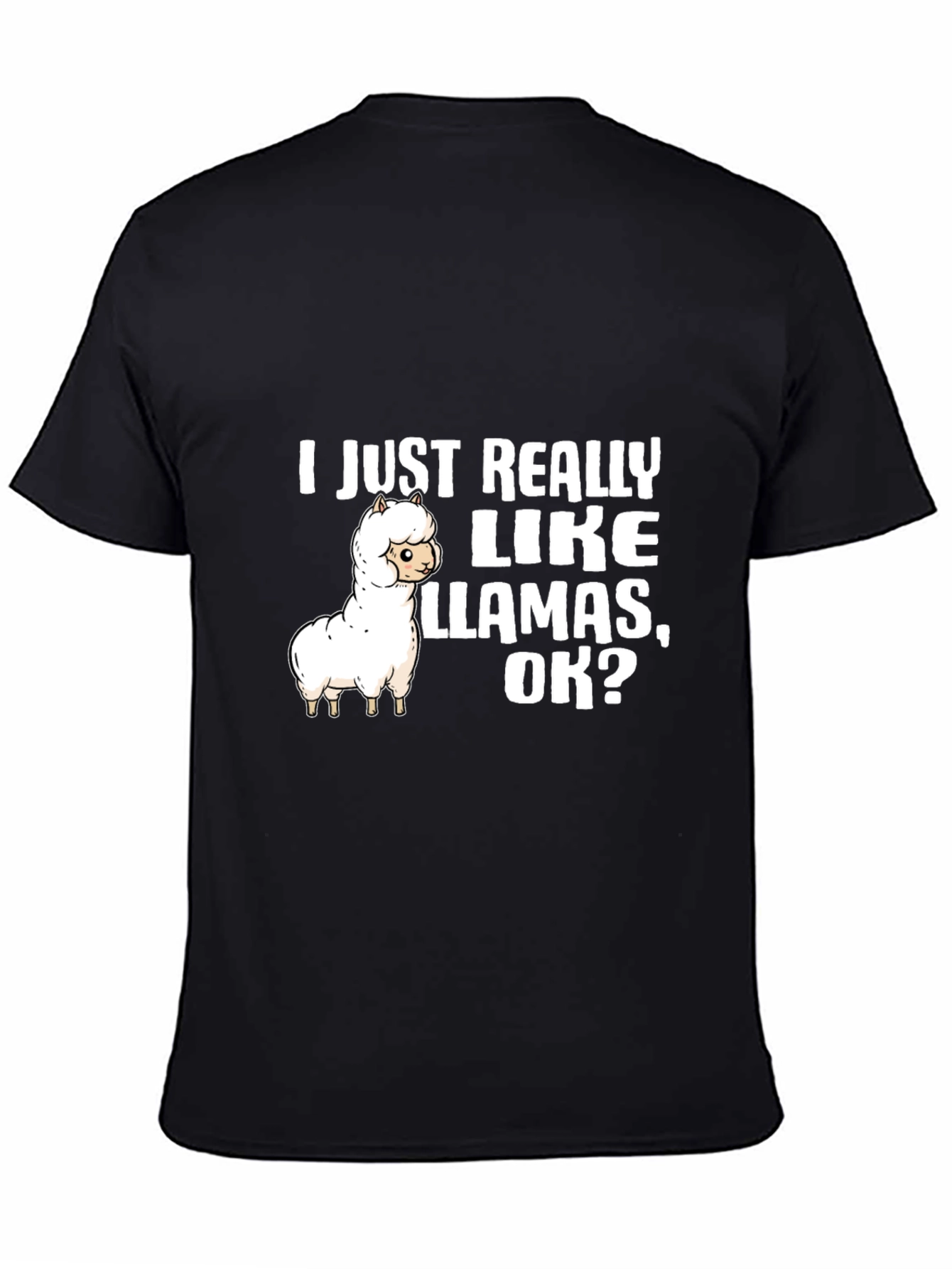 Black Llama Lover T-Shirt: I Just Really Like Llamas, OK? view 4