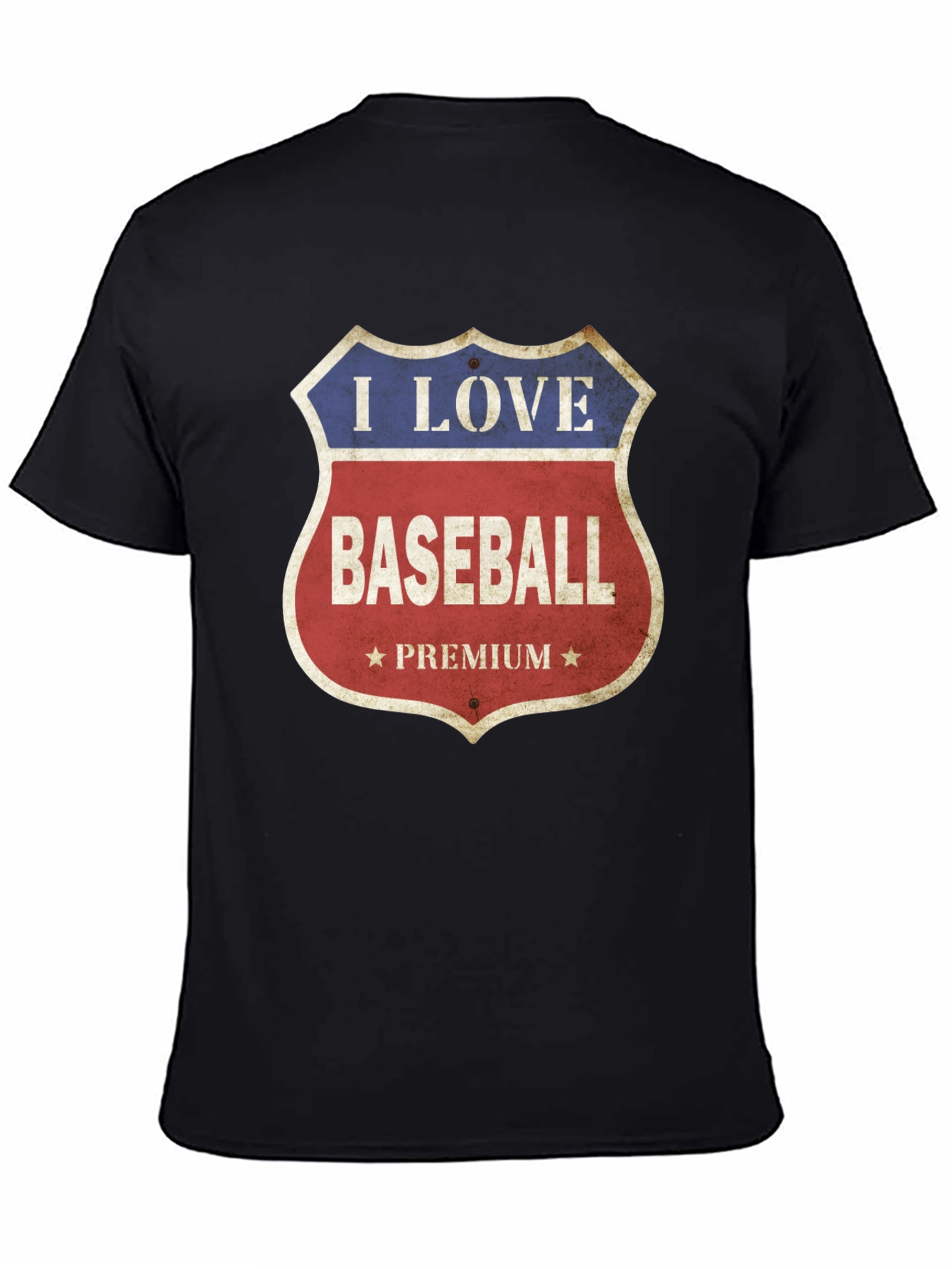 Black I Love Baseball Premium T-Shirt view 4