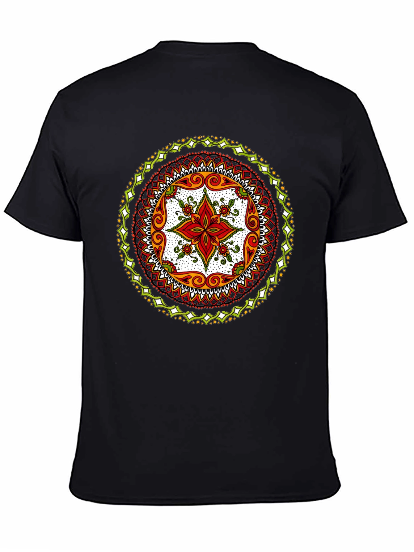 Black Mandala Print Black T-Shirt - Artistic Style view 4