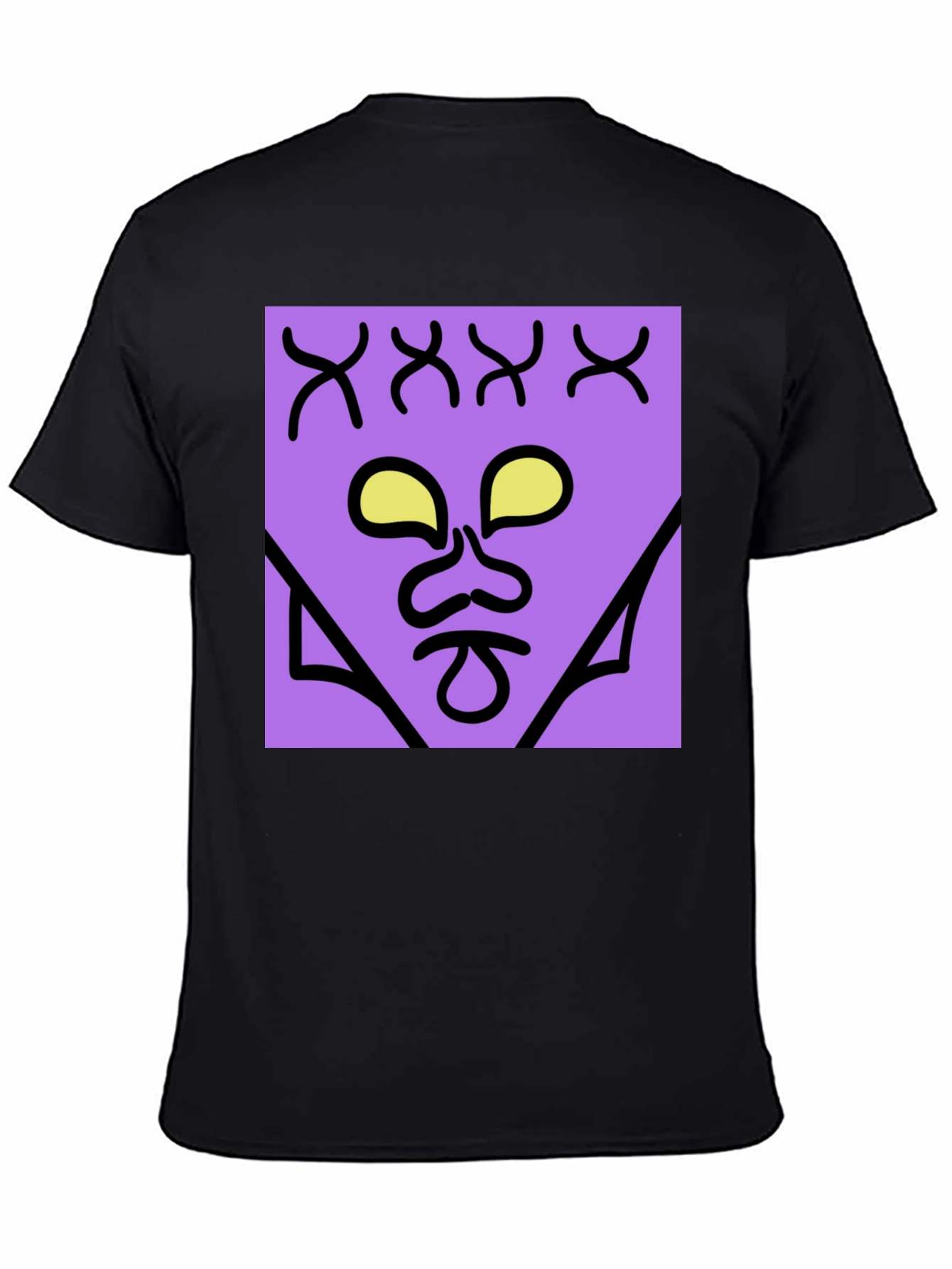 Black Abstract Face Graphic Tee - Black Cotton Casual Shirt view 4