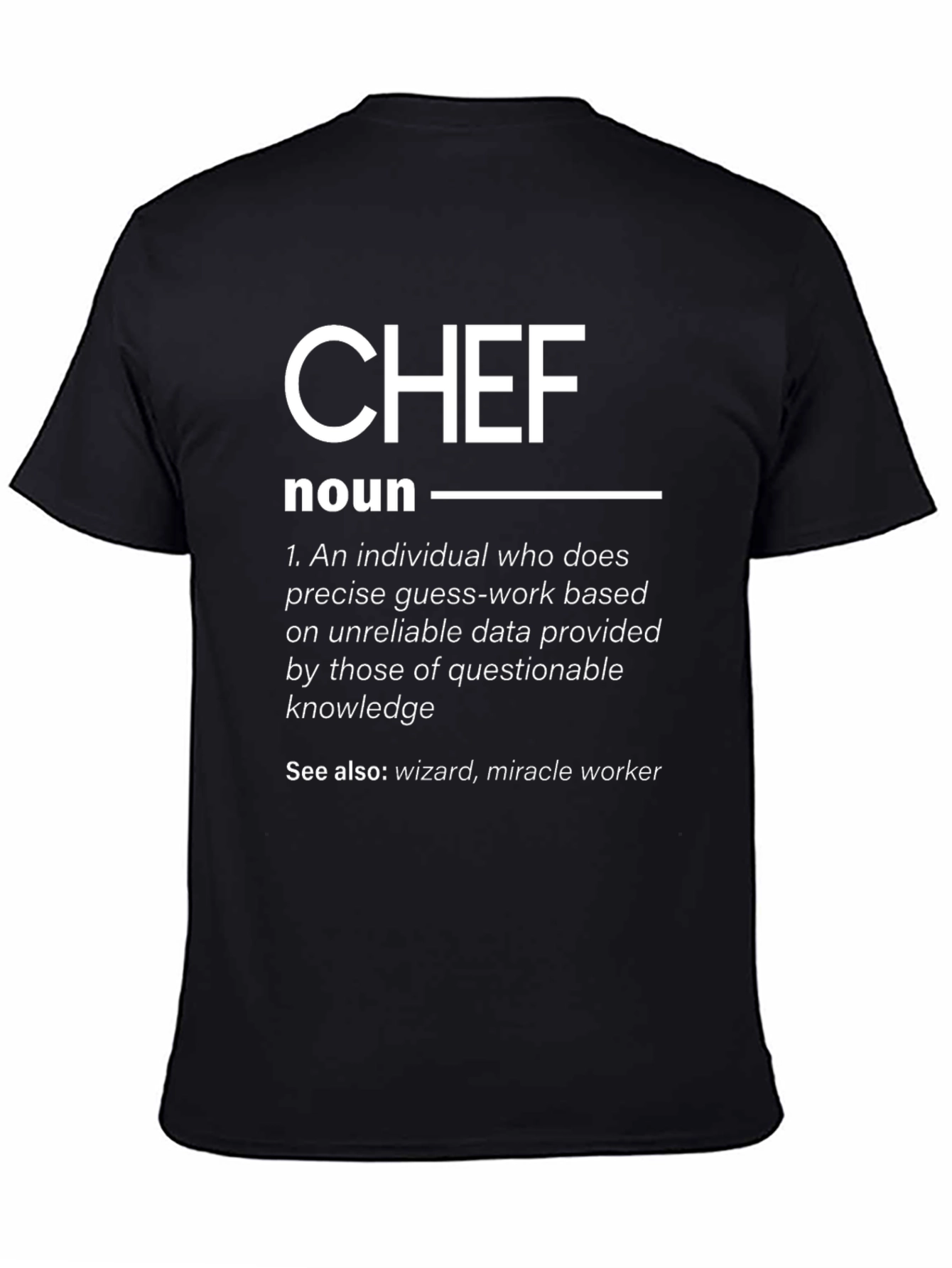 Black Chef Definition T-Shirt: Humorous Cook Noun Tee view 4
