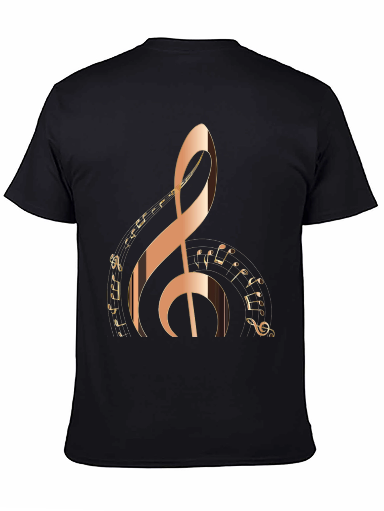 Black Treble Clef Music Notes Graphic T-Shirt view 4