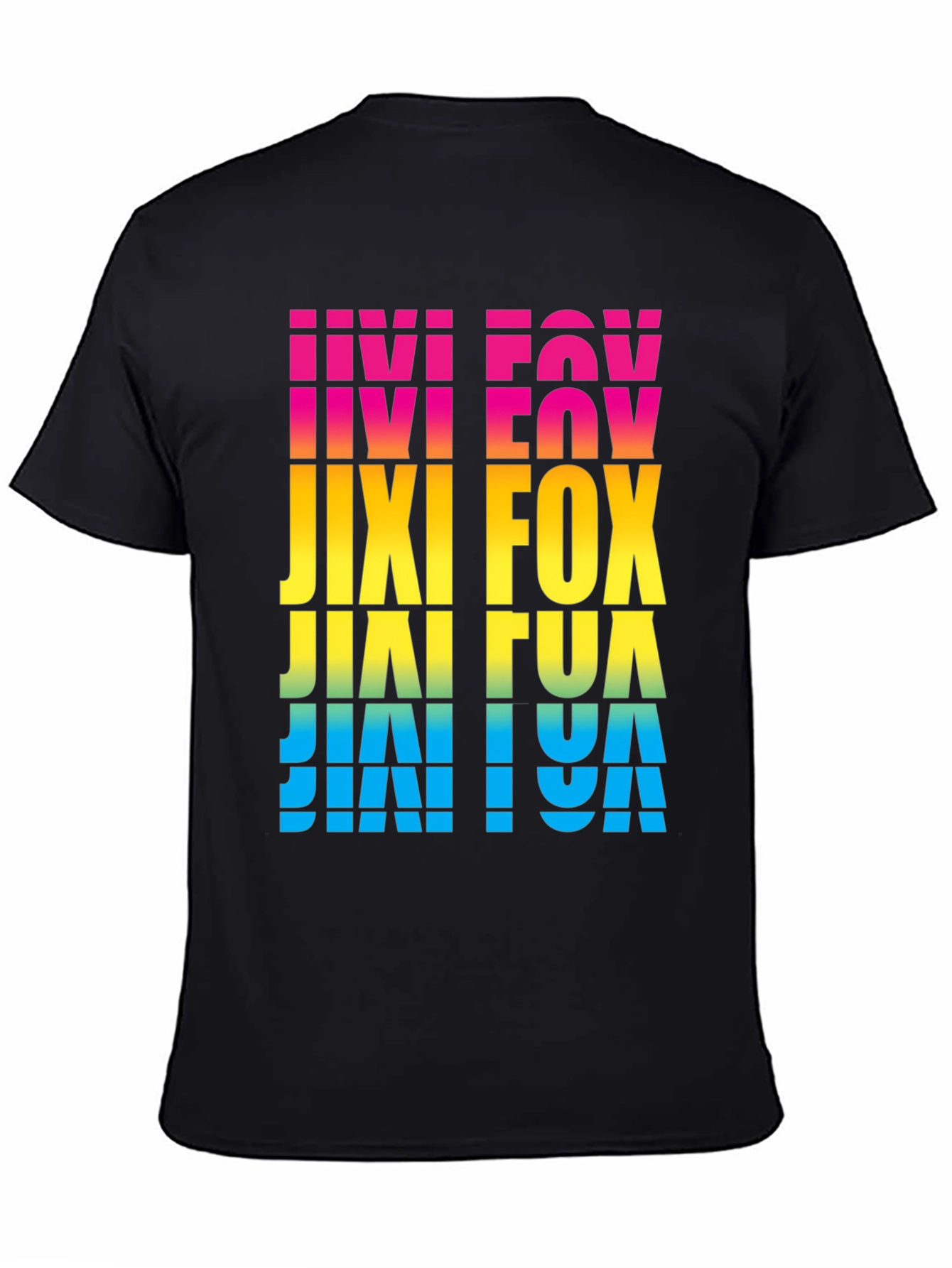 Black Retro Jixi Fox Colorful Graphic Print T-Shirt view 4