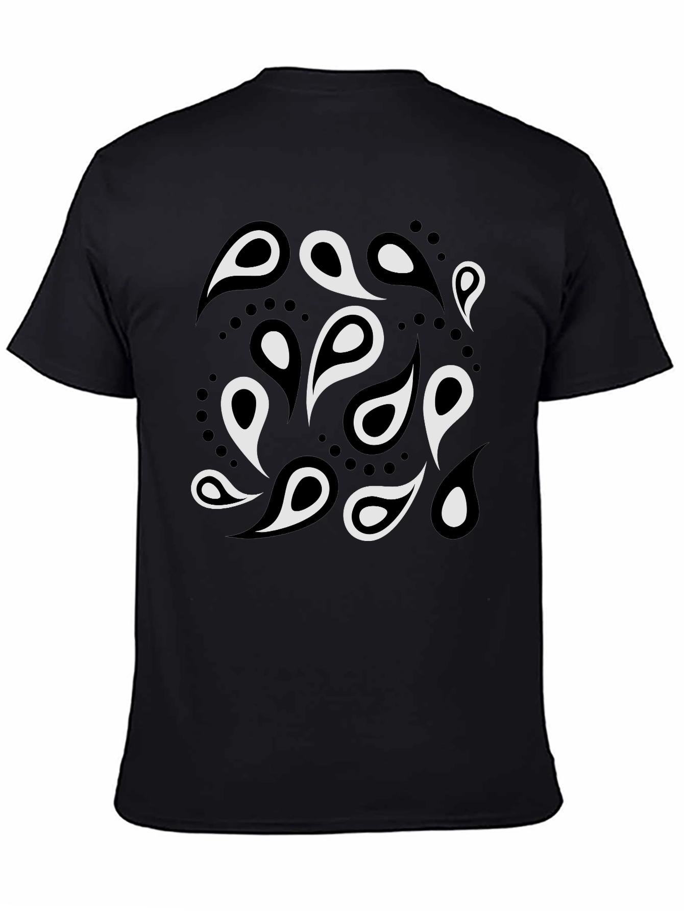 Black Paisley Print Men's Black T-Shirt view 4