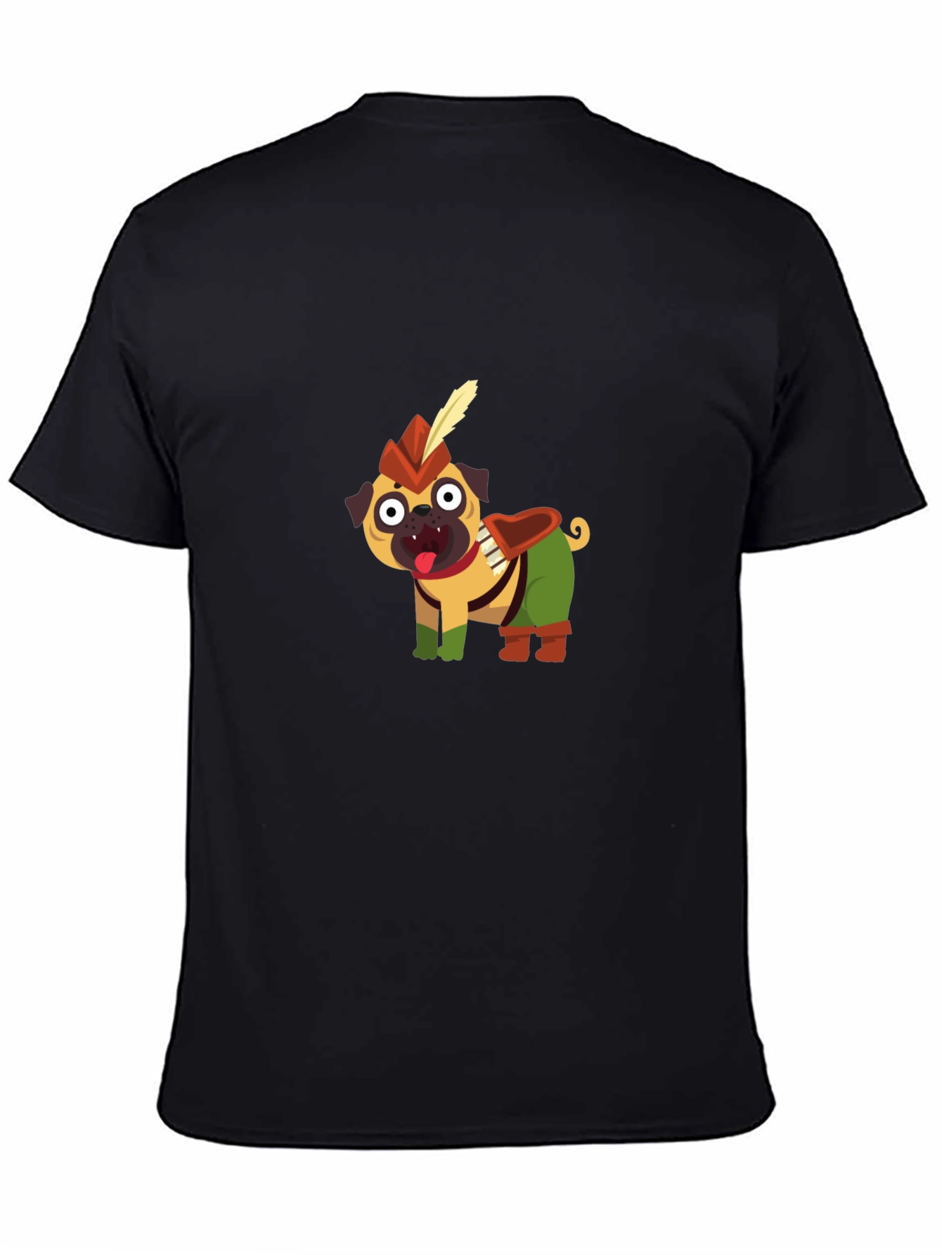 Black Pug Robin Hood Black T-Shirt view 4