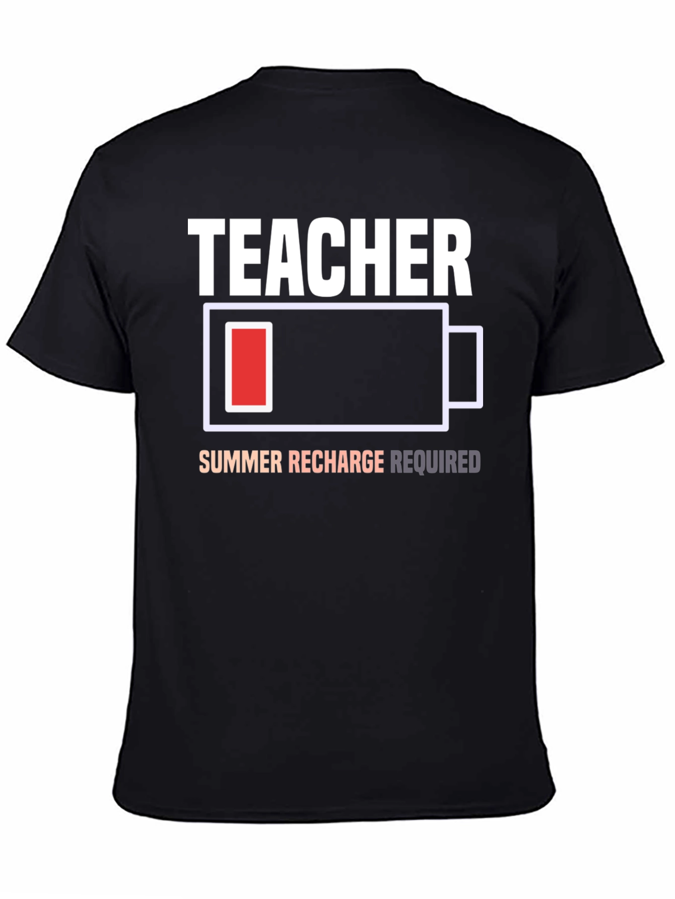 Black Teacher Summer Recharge Required T-Shirt view 4
