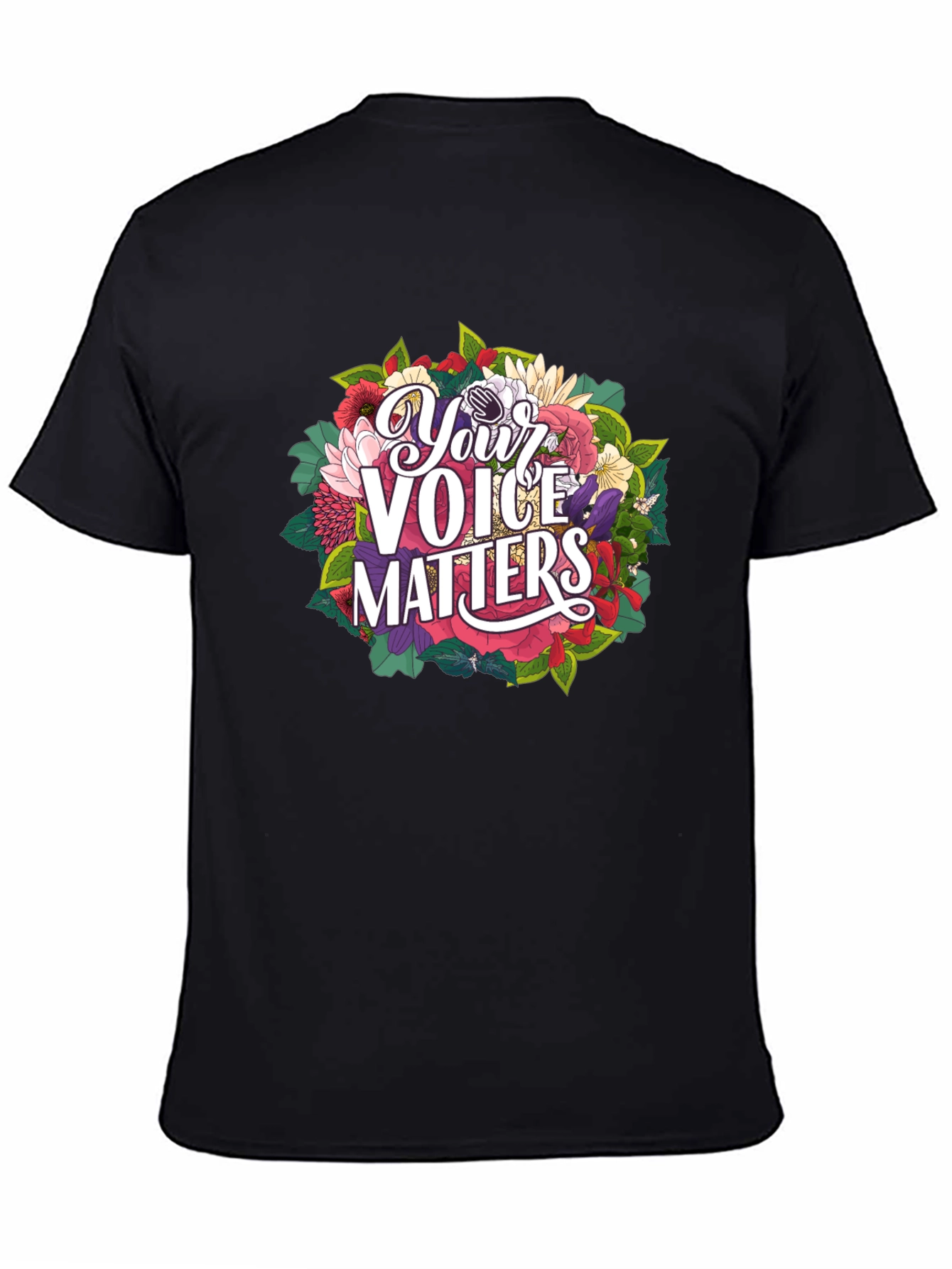 Black Your Voice Matters Graphic Tee - Black view 4