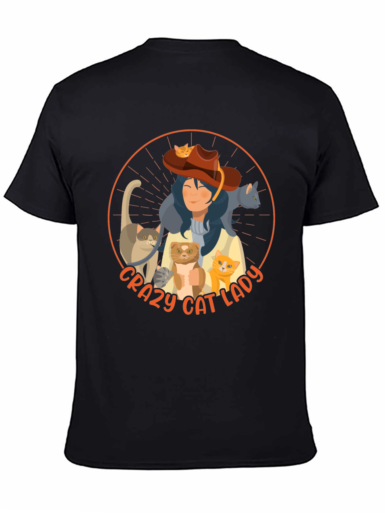 Black Crazy Cat Lady Graphic Tee - Unisex view 4